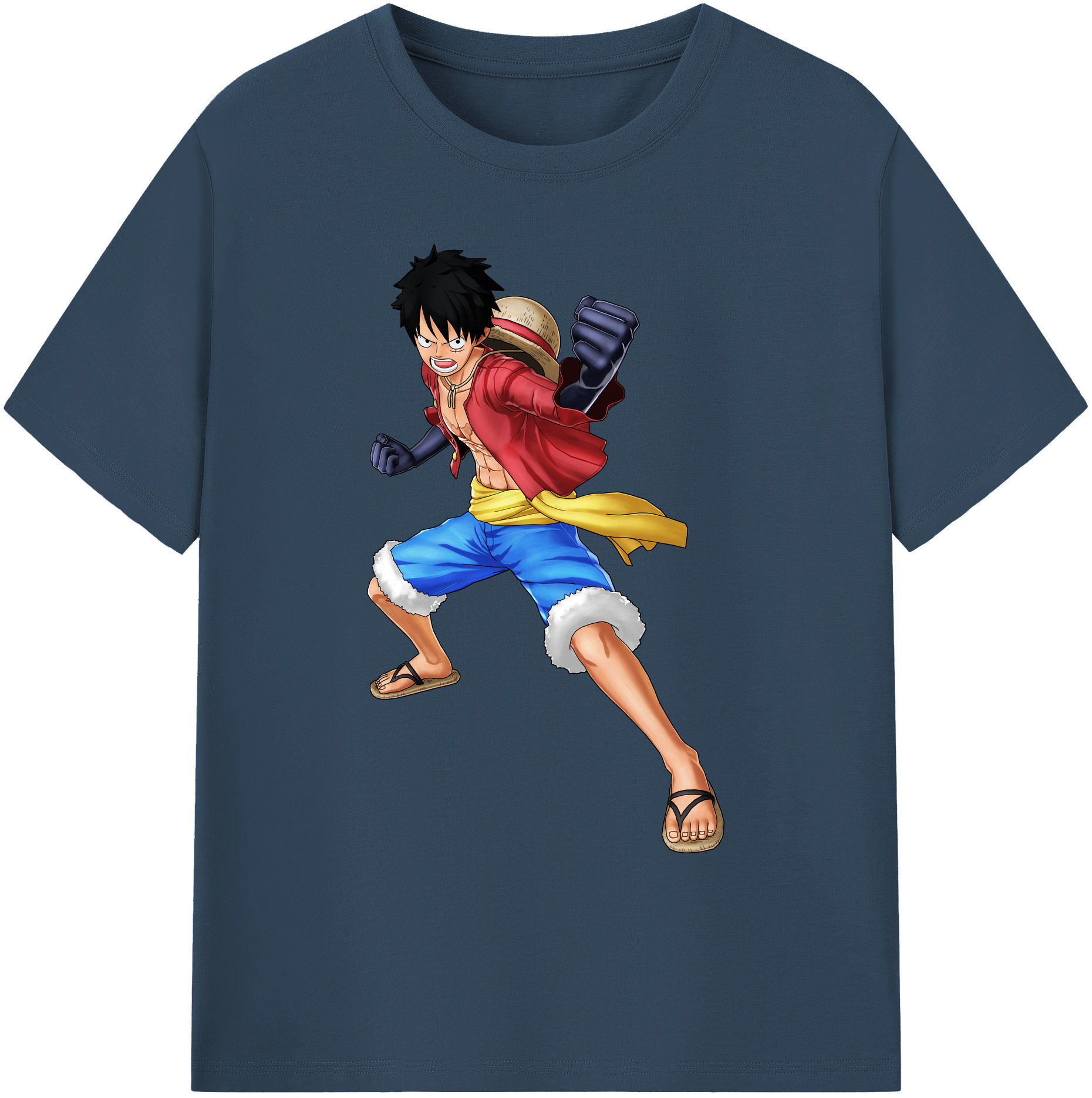 ワンピース モンキー・D・ルフィ ONE PIECE Monkey D. Luffy 綿100％ メンズ半袖Tシャツ｜肌触りやわらか＆通気性