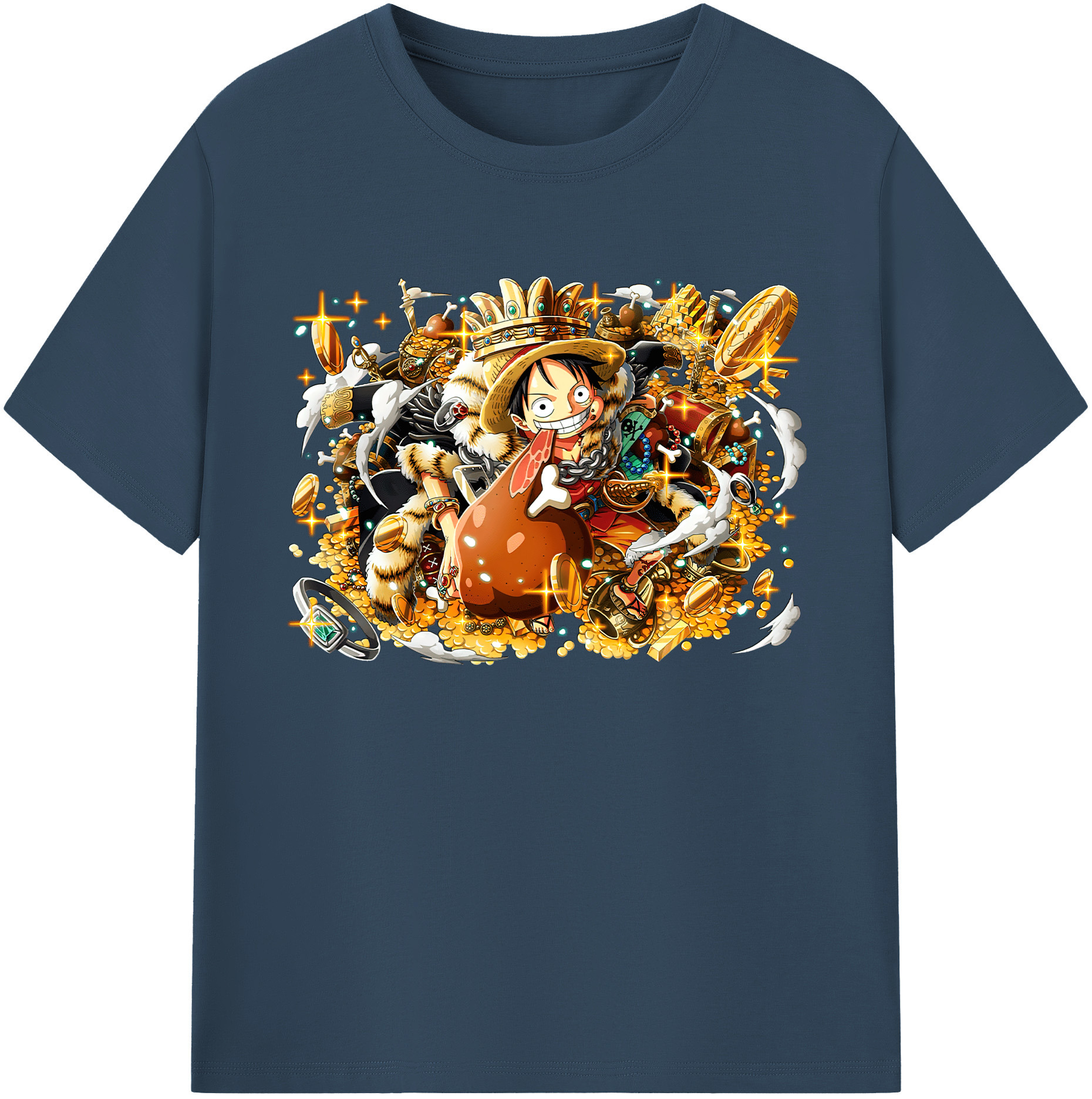 ワンピース モンキー・D・ルフィ ONE PIECE Monkey D. Luffy 綿100％ メンズ半袖Tシャツ｜肌触りやわらか＆通気性