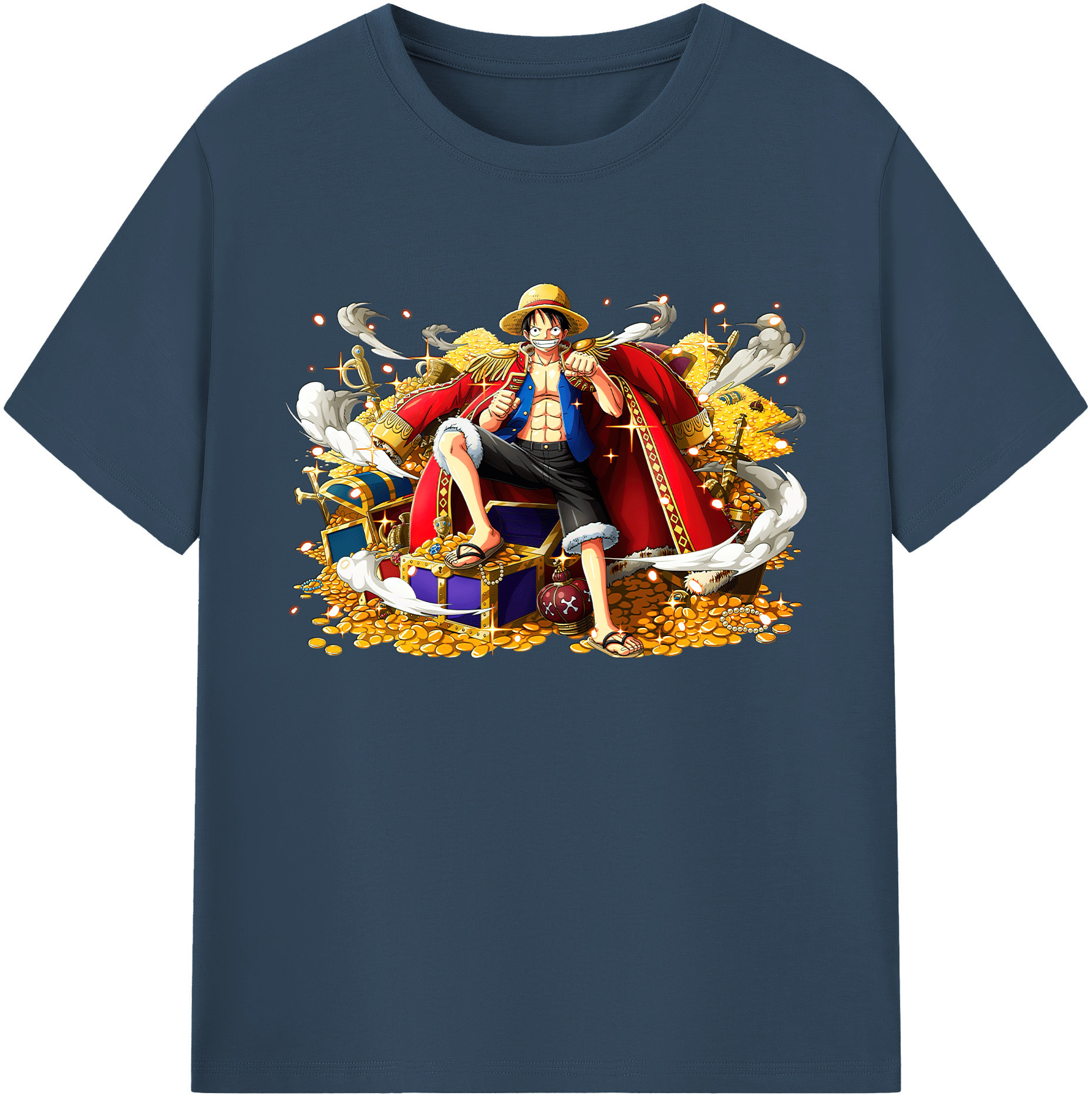 ワンピース モンキー・D・ルフィ ONE PIECE Monkey D. Luffy 綿100％ メンズ半袖Tシャツ｜肌触りやわらか＆通気性