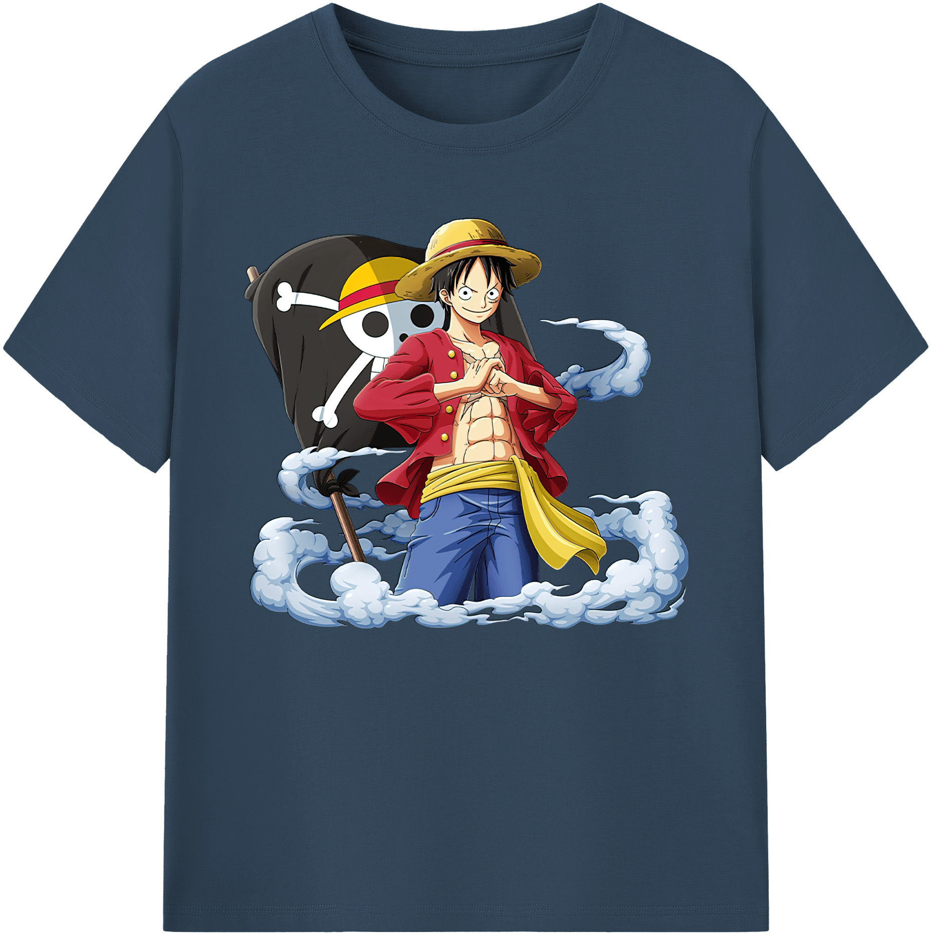 ワンピース モンキー・D・ルフィ ONE PIECE Monkey D. Luffy 綿100％ メンズ半袖Tシャツ｜肌触りやわらか＆通気性