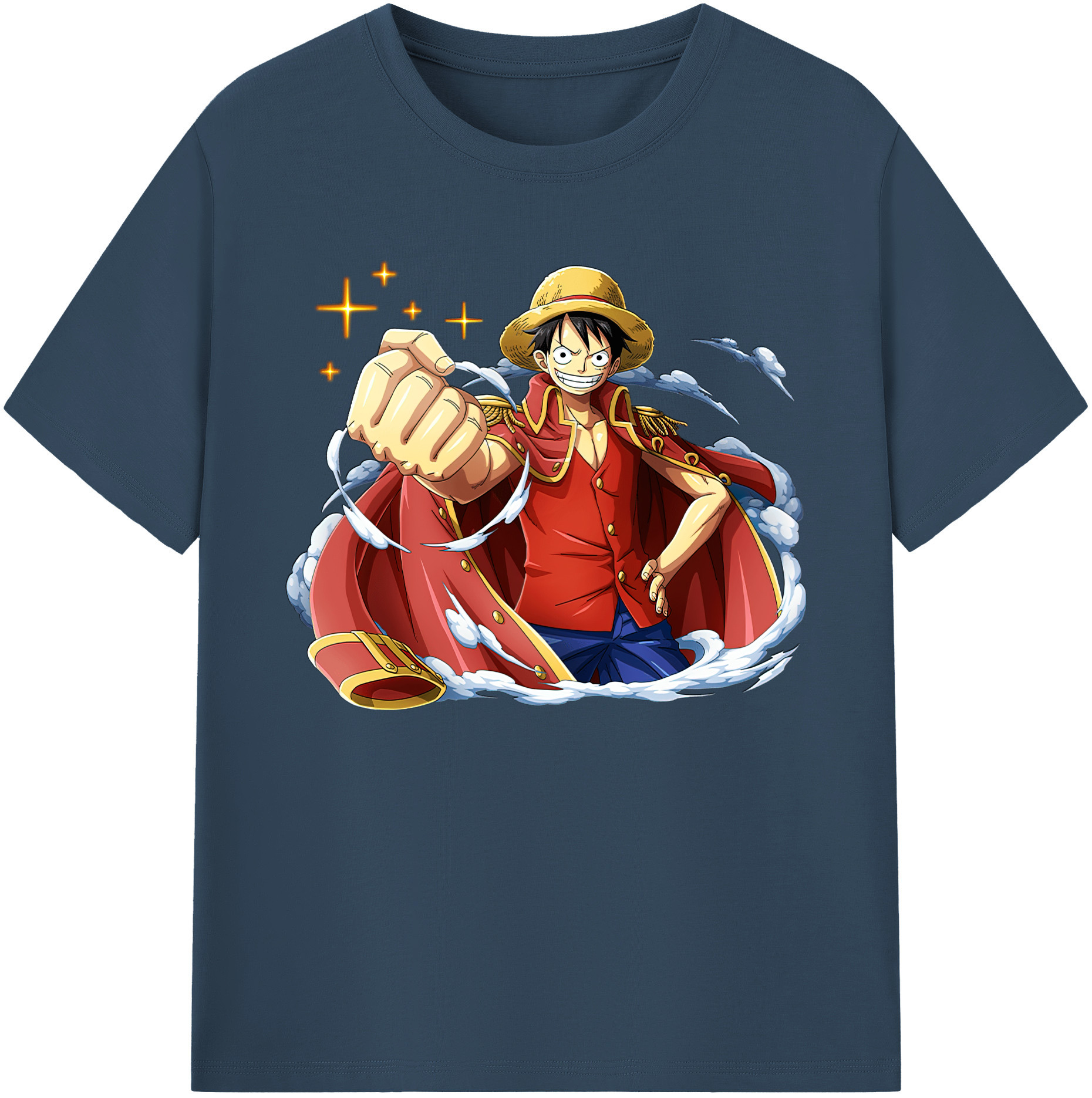 ワンピース モンキー・D・ルフィ ONE PIECE Monkey D. Luffy 綿100％ メンズ半袖Tシャツ｜肌触りやわらか＆通気性