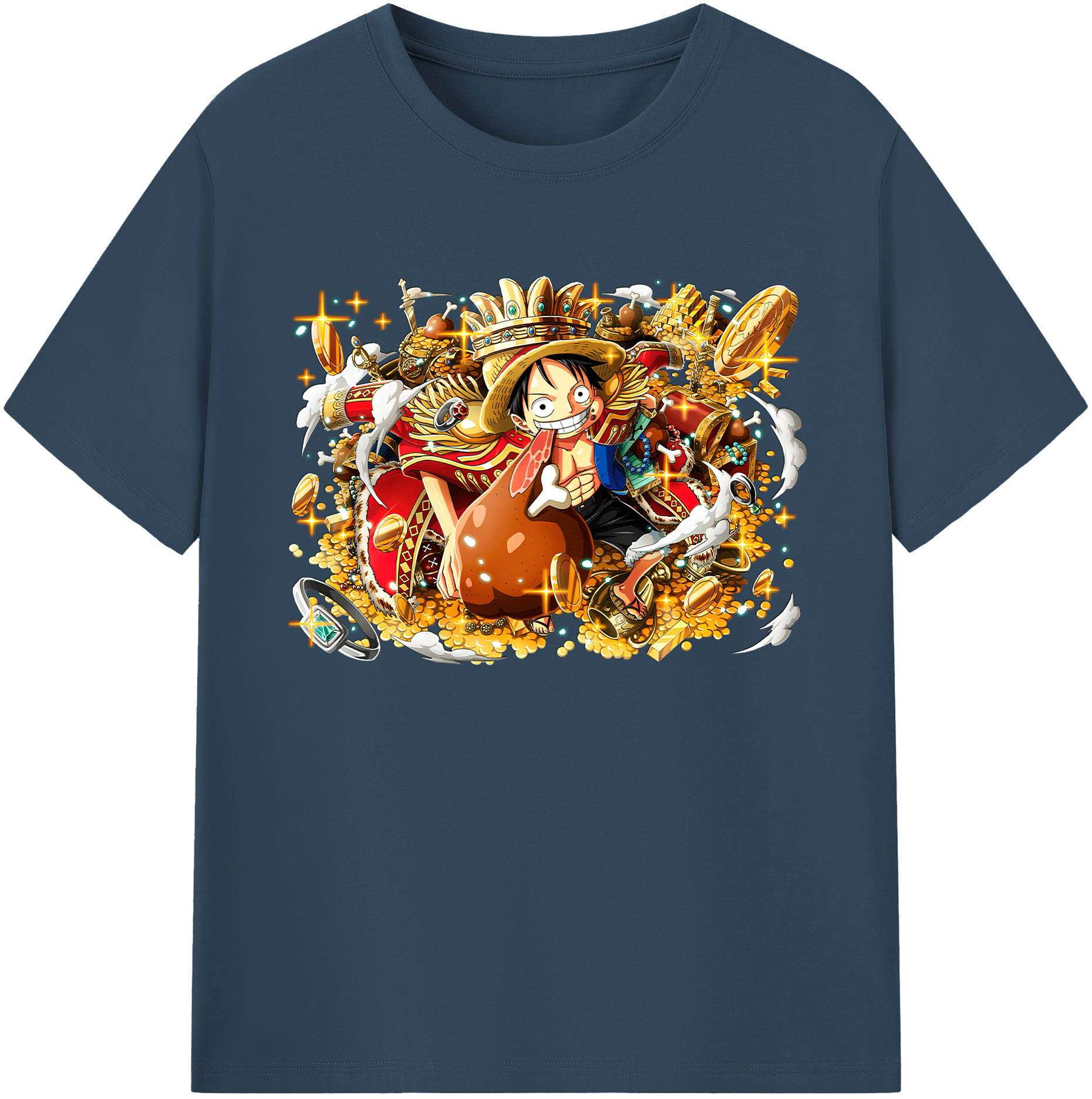 ワンピース モンキー・D・ルフィ ONE PIECE Monkey D. Luffy 綿100％ メンズ半袖Tシャツ｜肌触りやわらか＆通気性