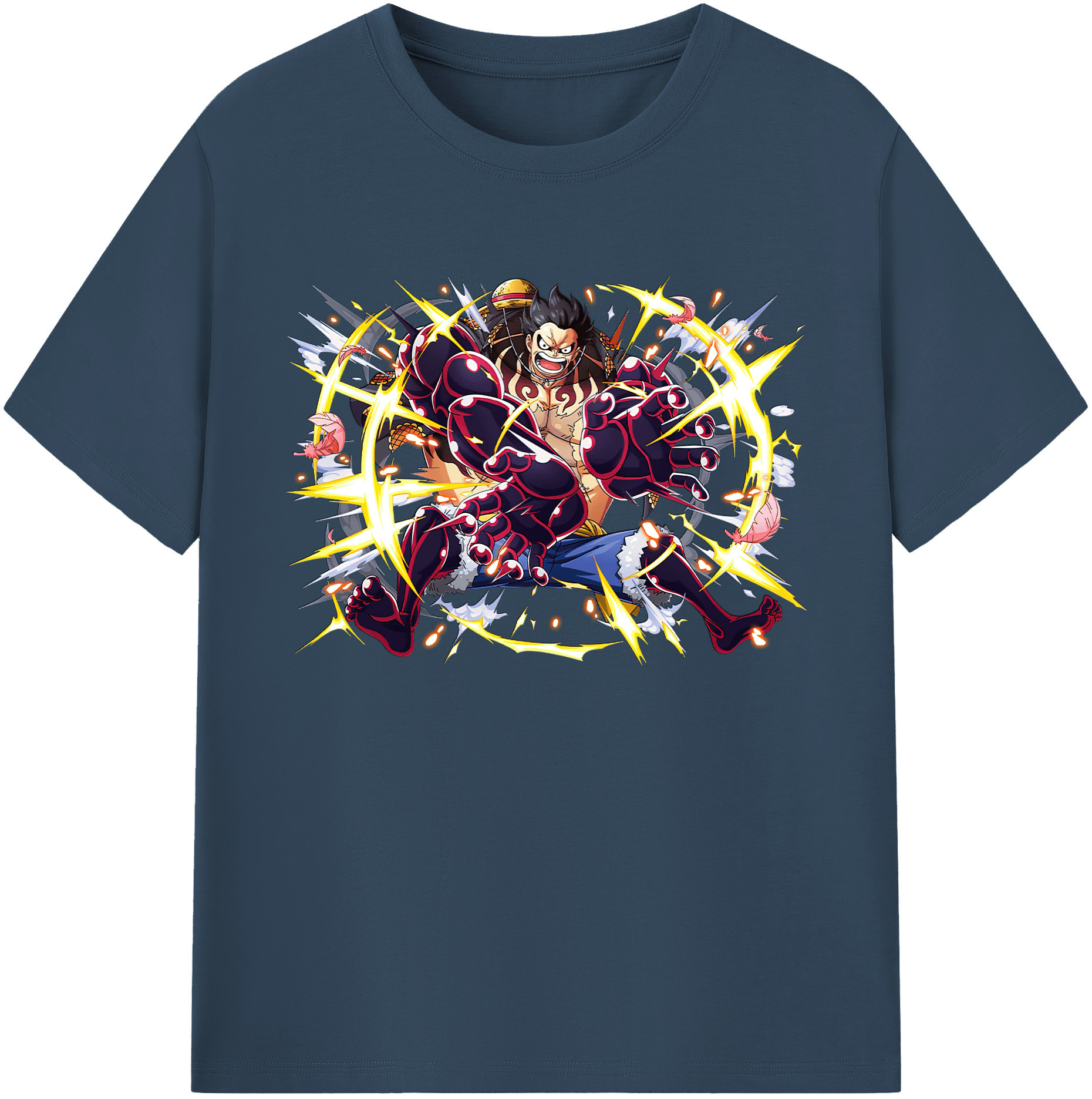 ワンピース モンキー・D・ルフィ ONE PIECE Monkey D. Luffy 綿100％ メンズ半袖Tシャツ｜肌触りやわらか＆通気性