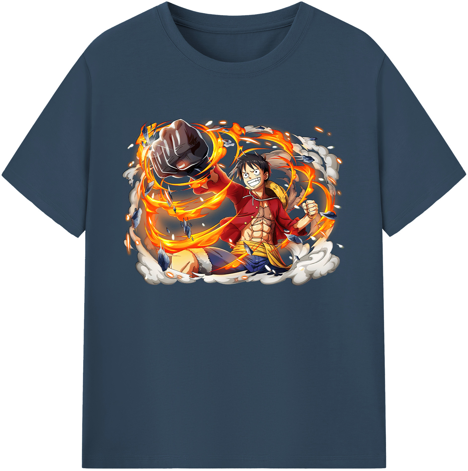 ワンピース モンキー・D・ルフィ ONE PIECE Monkey D. Luffy 綿100％ メンズ半袖Tシャツ｜肌触りやわらか＆通気性