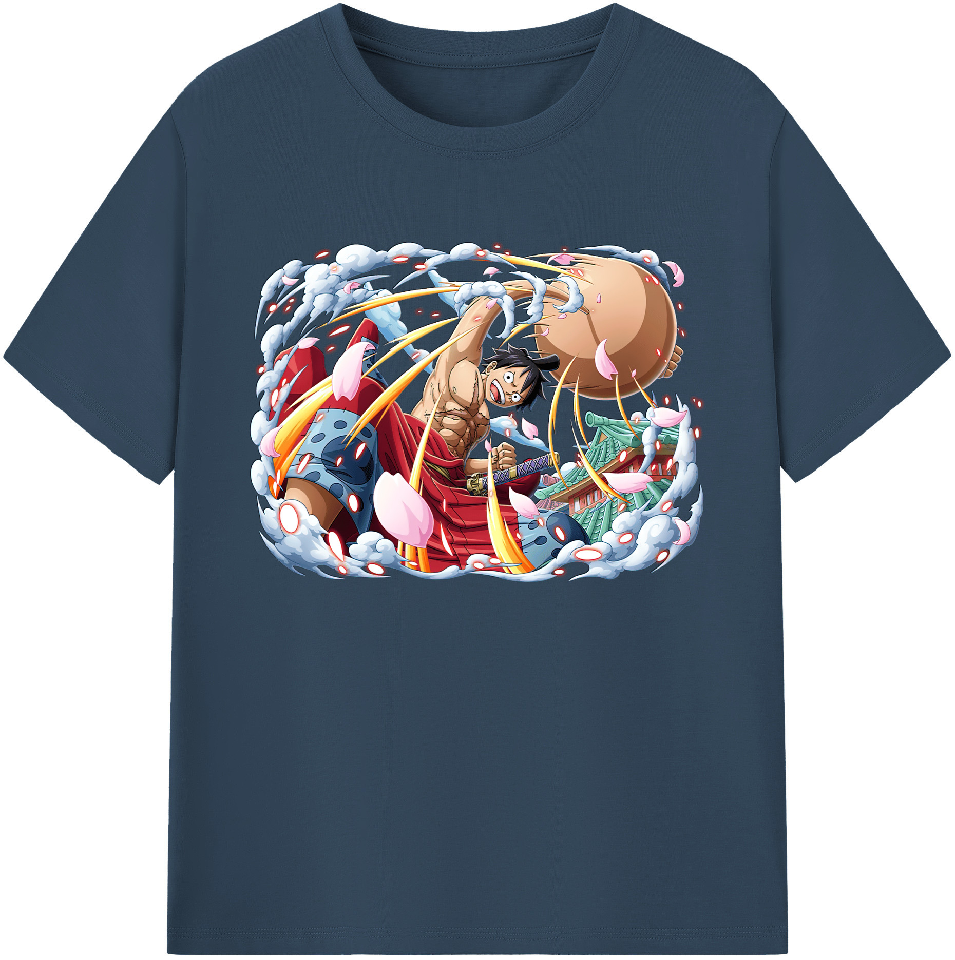 ワンピース モンキー・D・ルフィ ONE PIECE Monkey D. Luffy 綿100％ メンズ半袖Tシャツ｜肌触りやわらか＆通気性