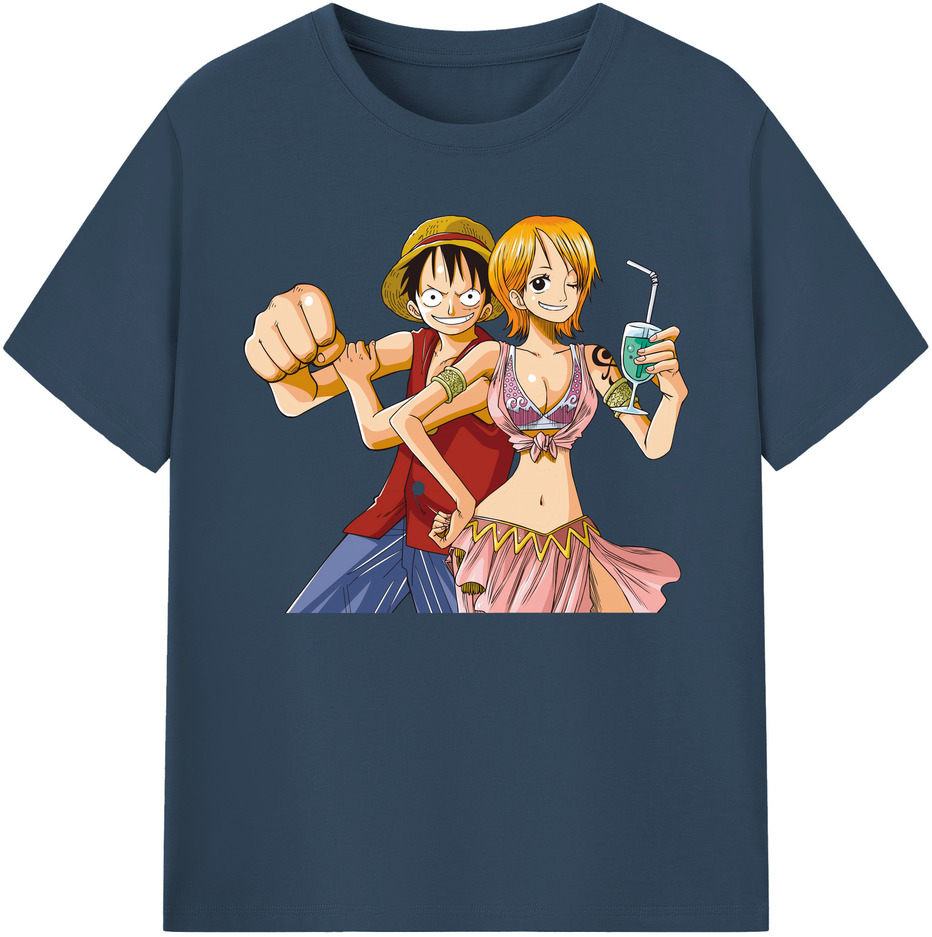 ワンピース モンキー・D・ルフィ ONE PIECE Monkey D. Luffy 綿100％ メンズ半袖Tシャツ｜肌触りやわらか＆通気性