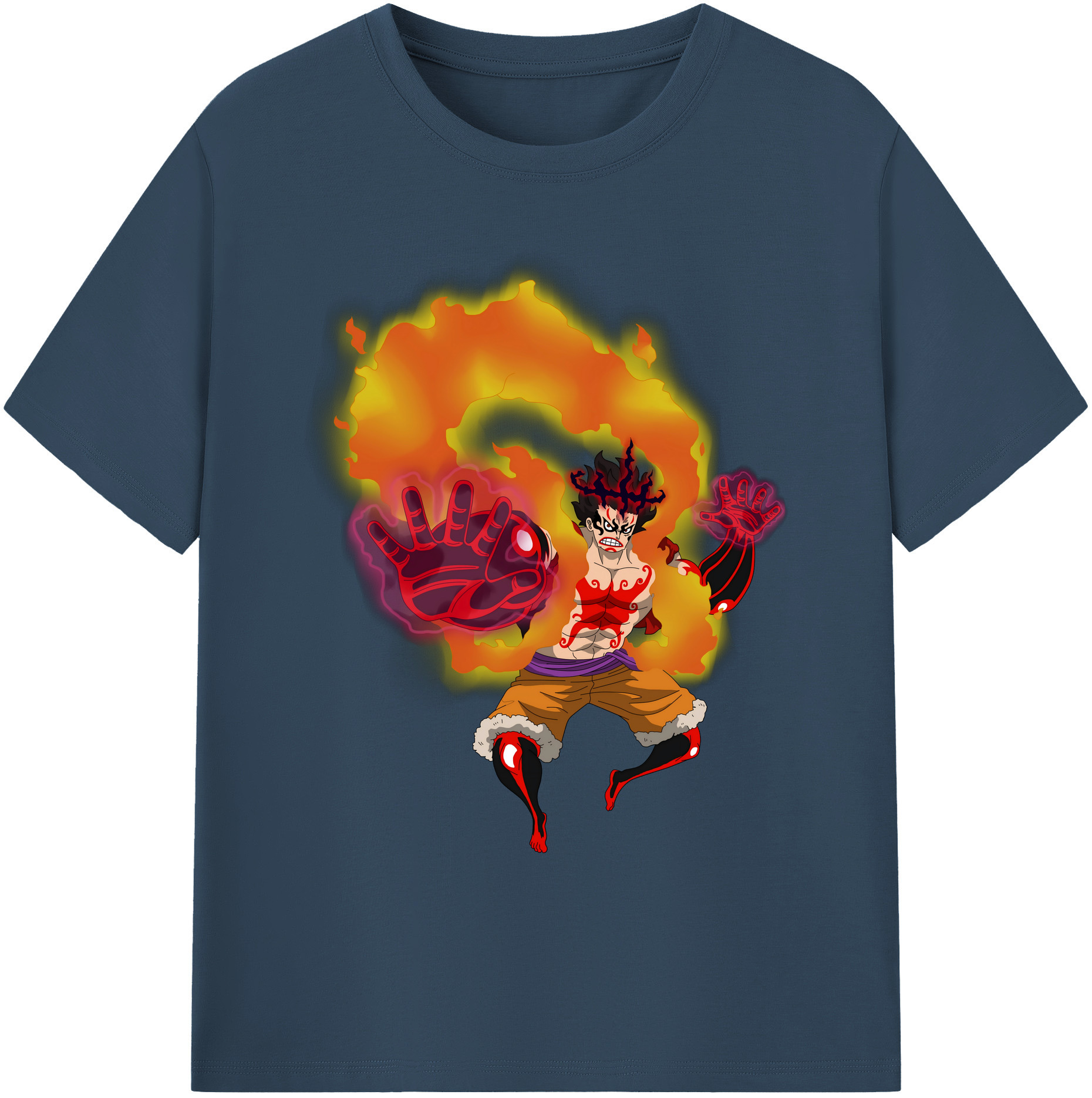 ワンピース モンキー・D・ルフィ ONE PIECE Monkey D. Luffy 綿100％ メンズ半袖Tシャツ｜肌触りやわらか＆通気性
