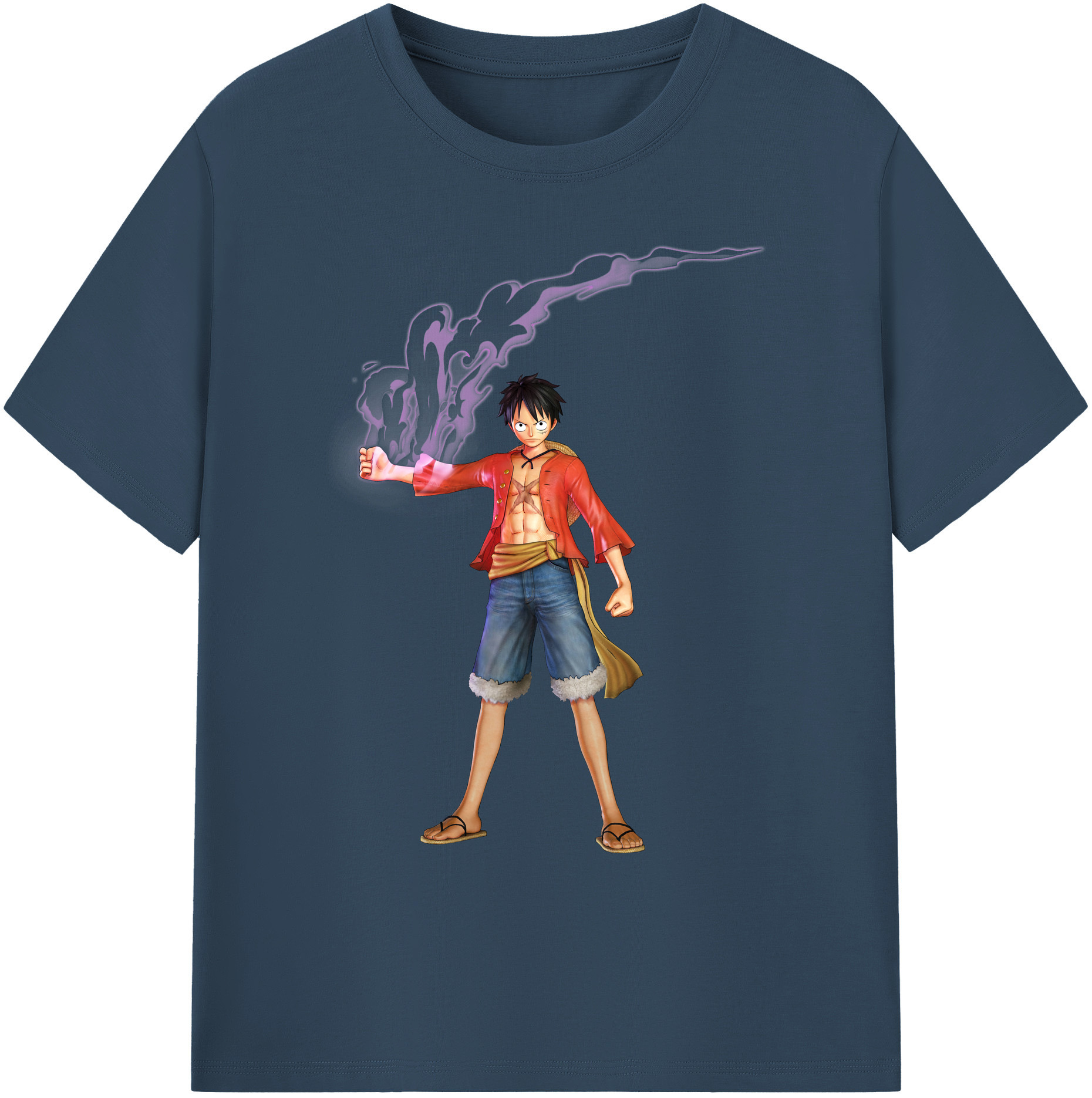 ワンピース モンキー・D・ルフィ ONE PIECE Monkey D. Luffy 綿100％ メンズ半袖Tシャツ｜肌触りやわらか＆通気性