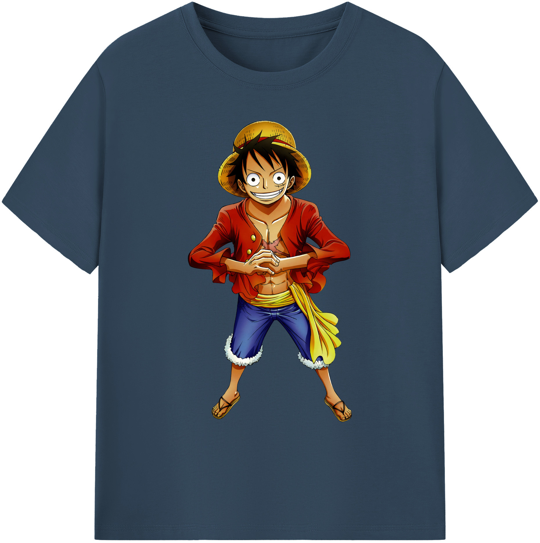 ワンピース モンキー・D・ルフィ ONE PIECE Monkey D. Luffy 綿100％ メンズ半袖Tシャツ｜肌触りやわらか＆通気性