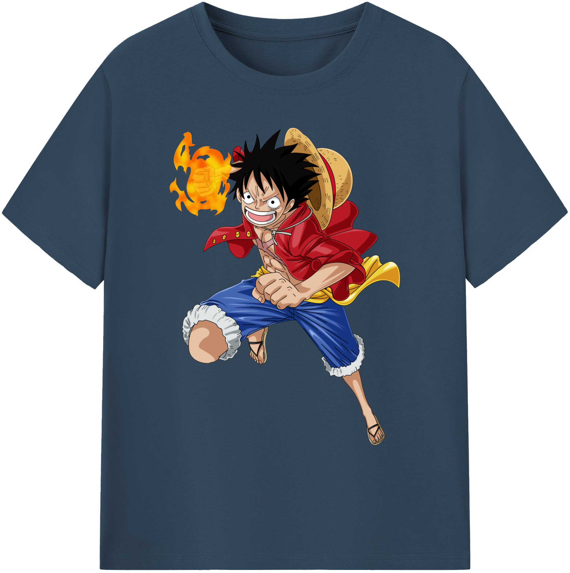 ワンピース モンキー・D・ルフィ ONE PIECE Monkey D. Luffy 綿100％ メンズ半袖Tシャツ｜肌触りやわらか＆通気性