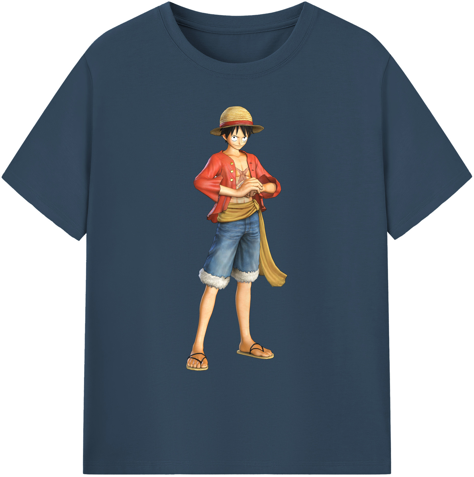 ワンピース モンキー・D・ルフィ ONE PIECE Monkey D. Luffy 綿100％ メンズ半袖Tシャツ｜肌触りやわらか＆通気性