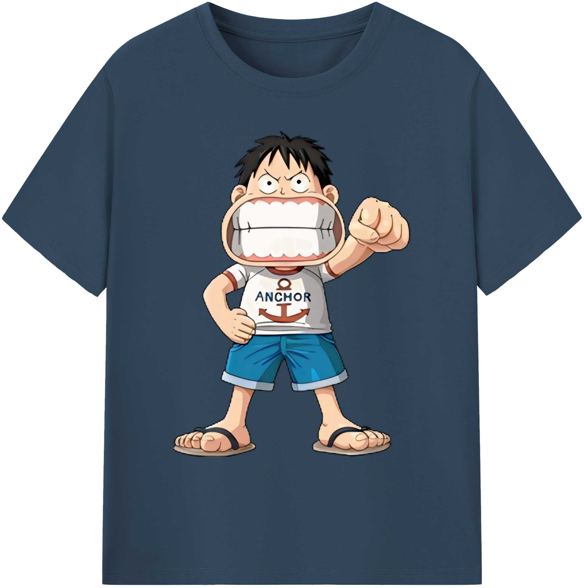 ワンピース モンキー・D・ルフィ ONE PIECE Monkey D. Luffy 綿100％ メンズ半袖Tシャツ｜肌触りやわらか＆通気性