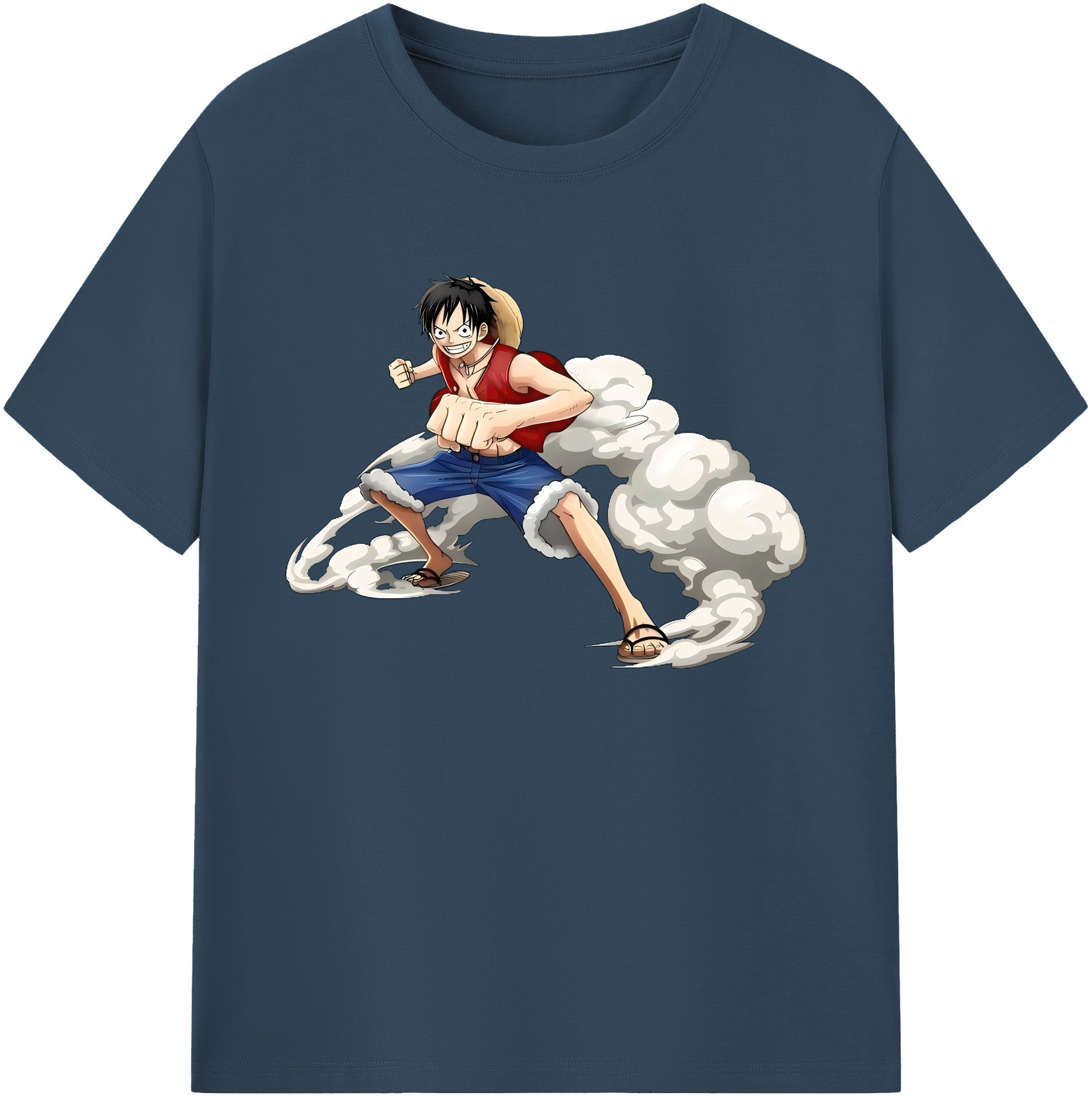 ワンピース モンキー・D・ルフィ ONE PIECE Monkey D. Luffy 綿100％ メンズ半袖Tシャツ｜肌触りやわらか＆通気性