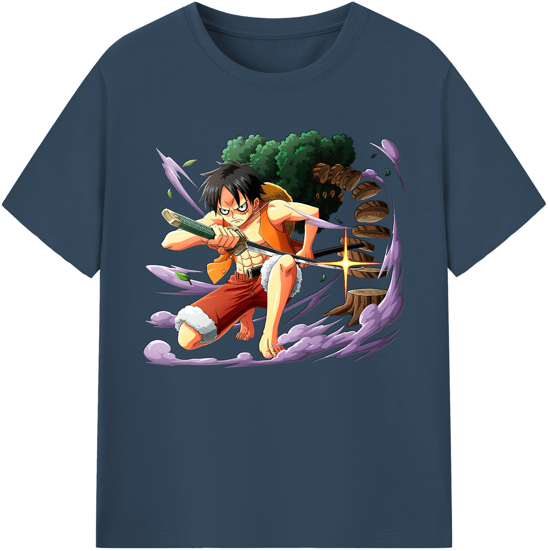 ワンピース モンキー・D・ルフィ ONE PIECE Monkey D. Luffy 綿100％ メンズ半袖Tシャツ｜肌触りやわらか＆通気性