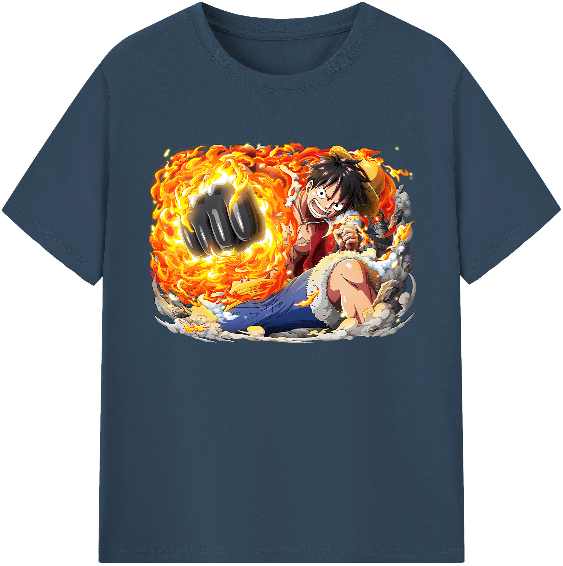 ワンピース モンキー・D・ルフィ ONE PIECE Monkey D. Luffy 綿100％ メンズ半袖Tシャツ｜肌触りやわらか＆通気性