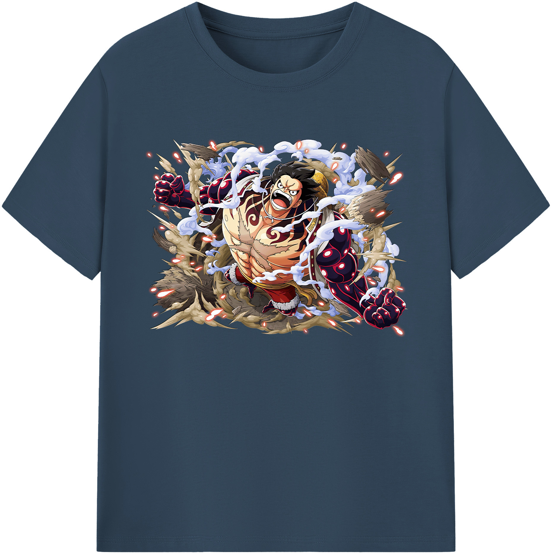 ワンピース モンキー・D・ルフィ ONE PIECE Monkey D. Luffy 綿100％ メンズ半袖Tシャツ｜肌触りやわらか＆通気性