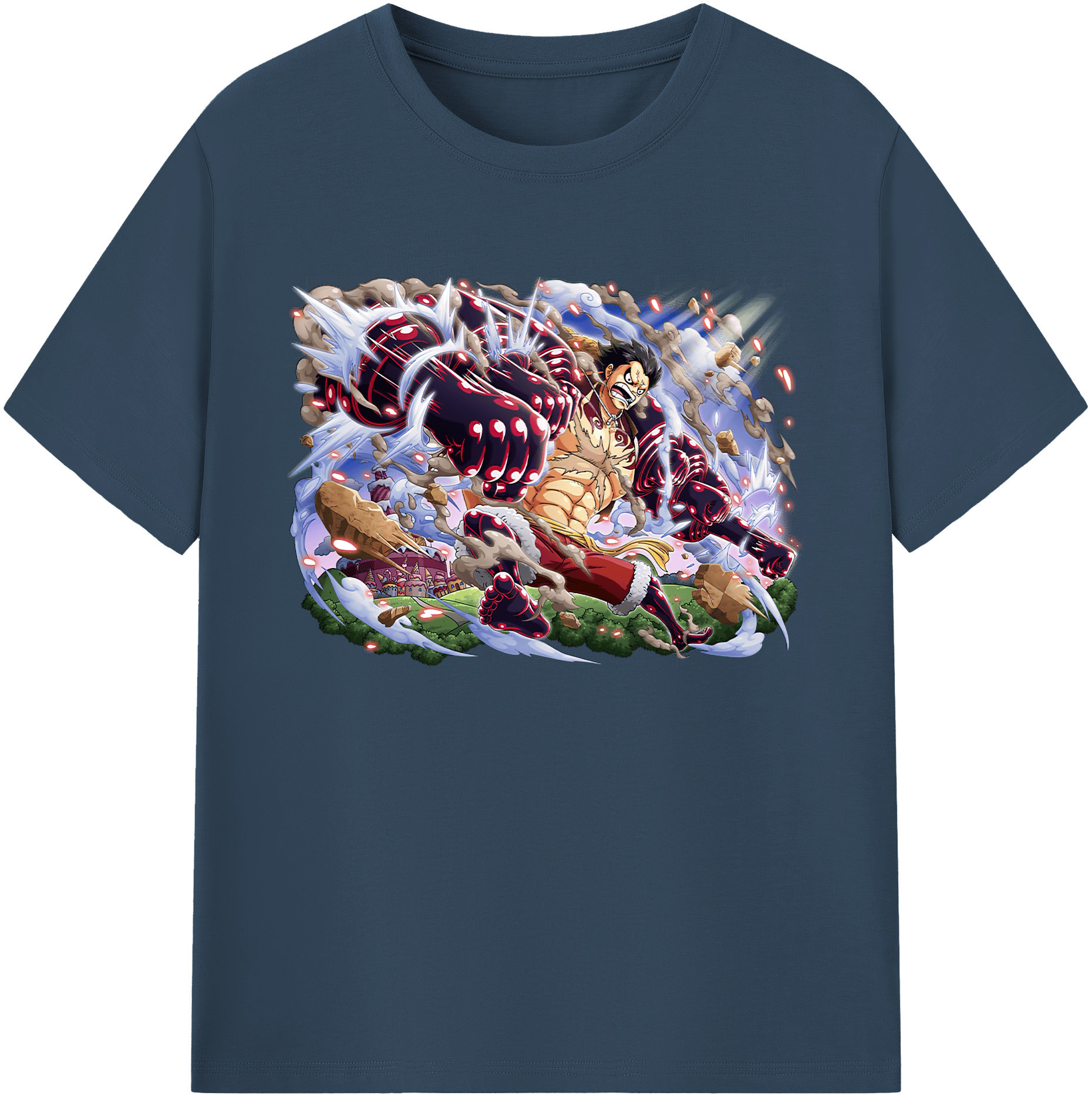 ワンピース モンキー・D・ルフィ ONE PIECE Monkey D. Luffy 綿100％ メンズ半袖Tシャツ｜肌触りやわらか＆通気性