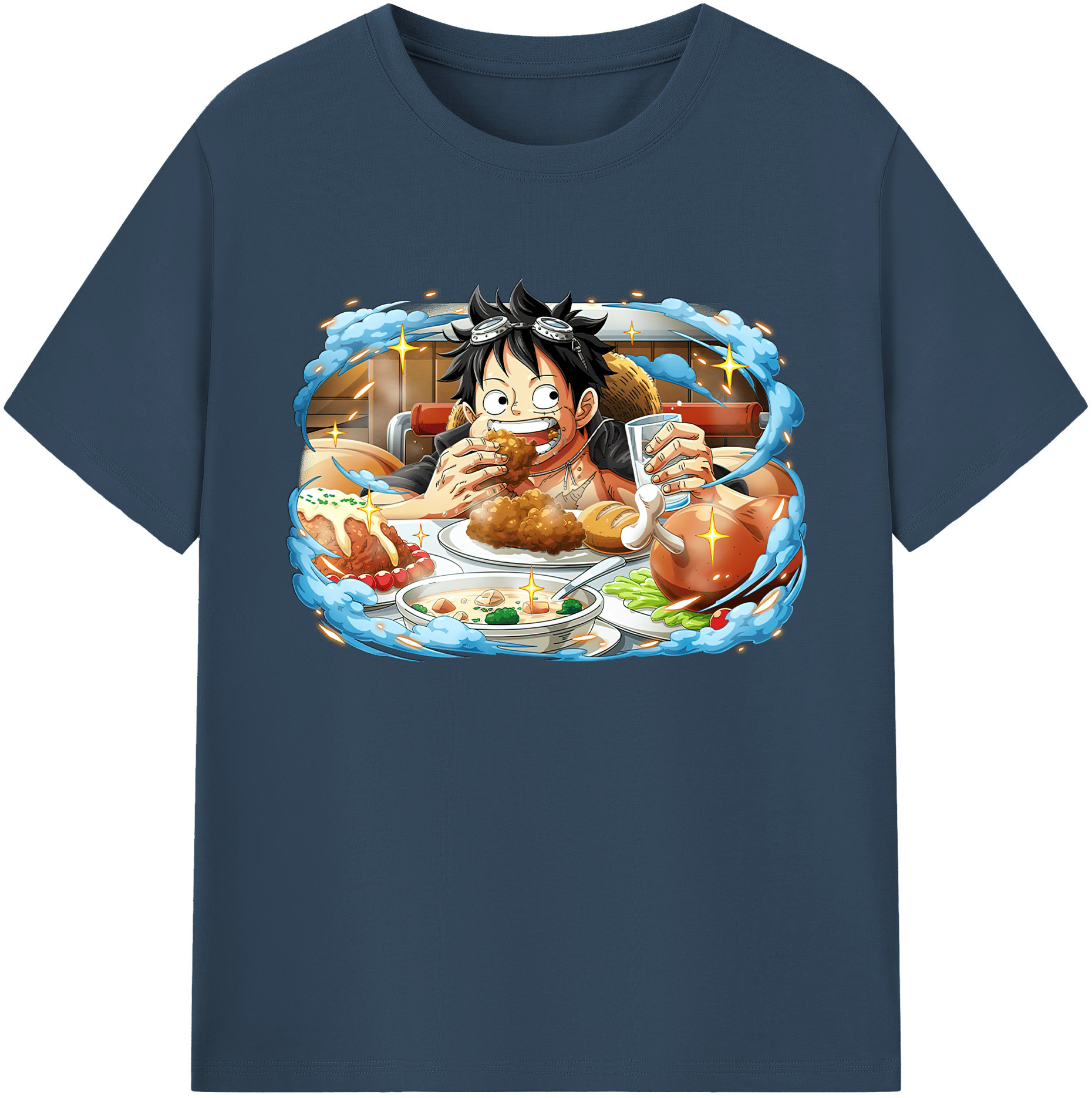 ワンピース モンキー・D・ルフィ ONE PIECE Monkey D. Luffy 綿100％ メンズ半袖Tシャツ｜肌触りやわらか＆通気性