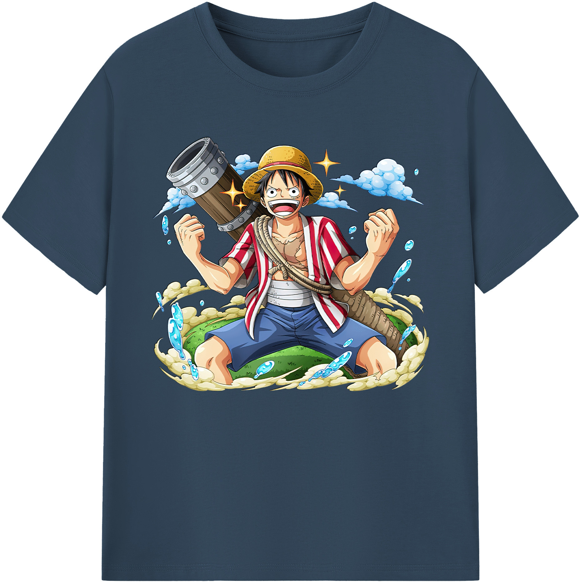 ワンピース モンキー・D・ルフィ ONE PIECE Monkey D. Luffy 綿100％ メンズ半袖Tシャツ｜肌触りやわらか＆通気性