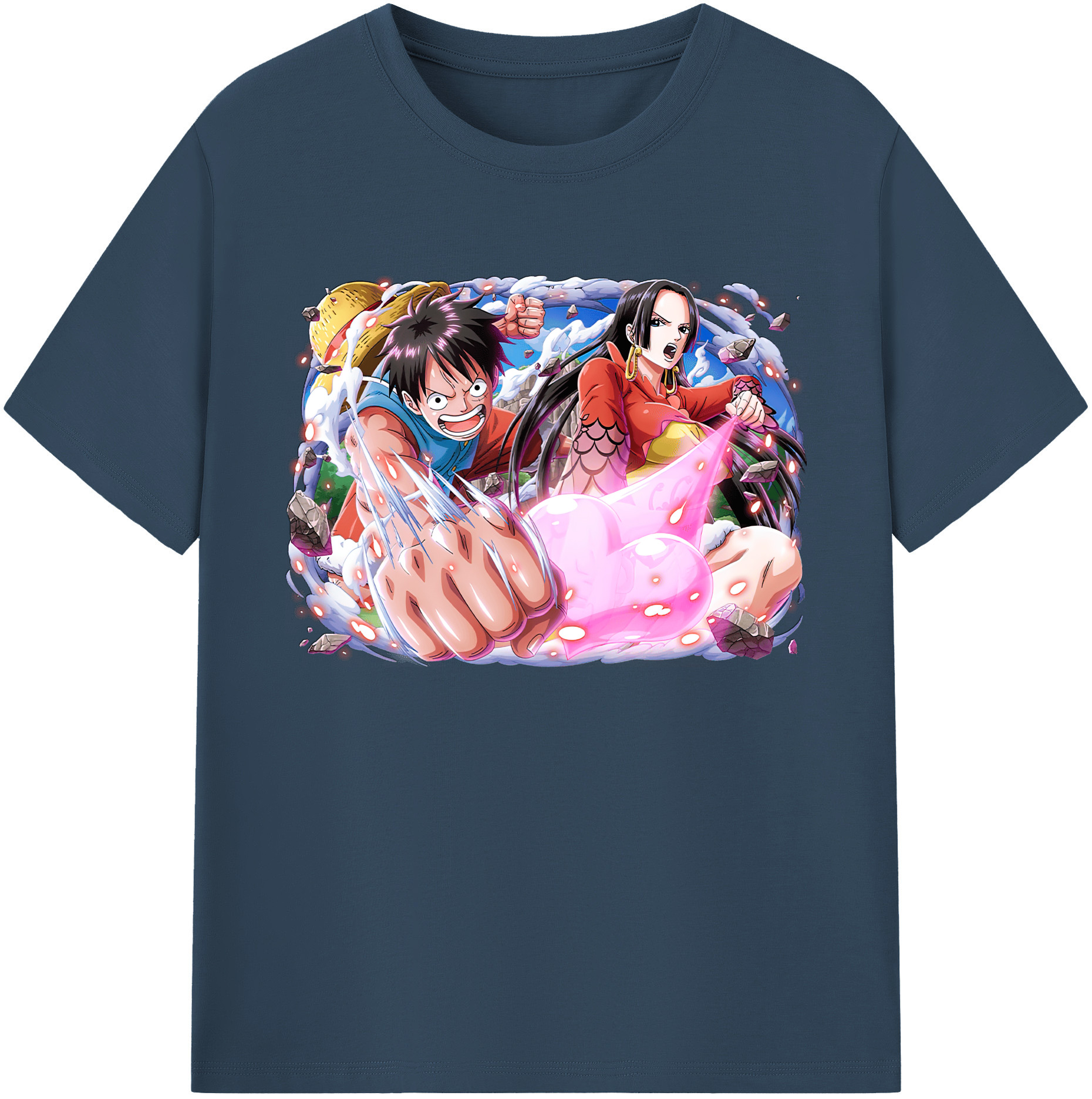 ワンピース モンキー・D・ルフィ ONE PIECE Monkey D. Luffy 綿100％ メンズ半袖Tシャツ｜肌触りやわらか＆通気性