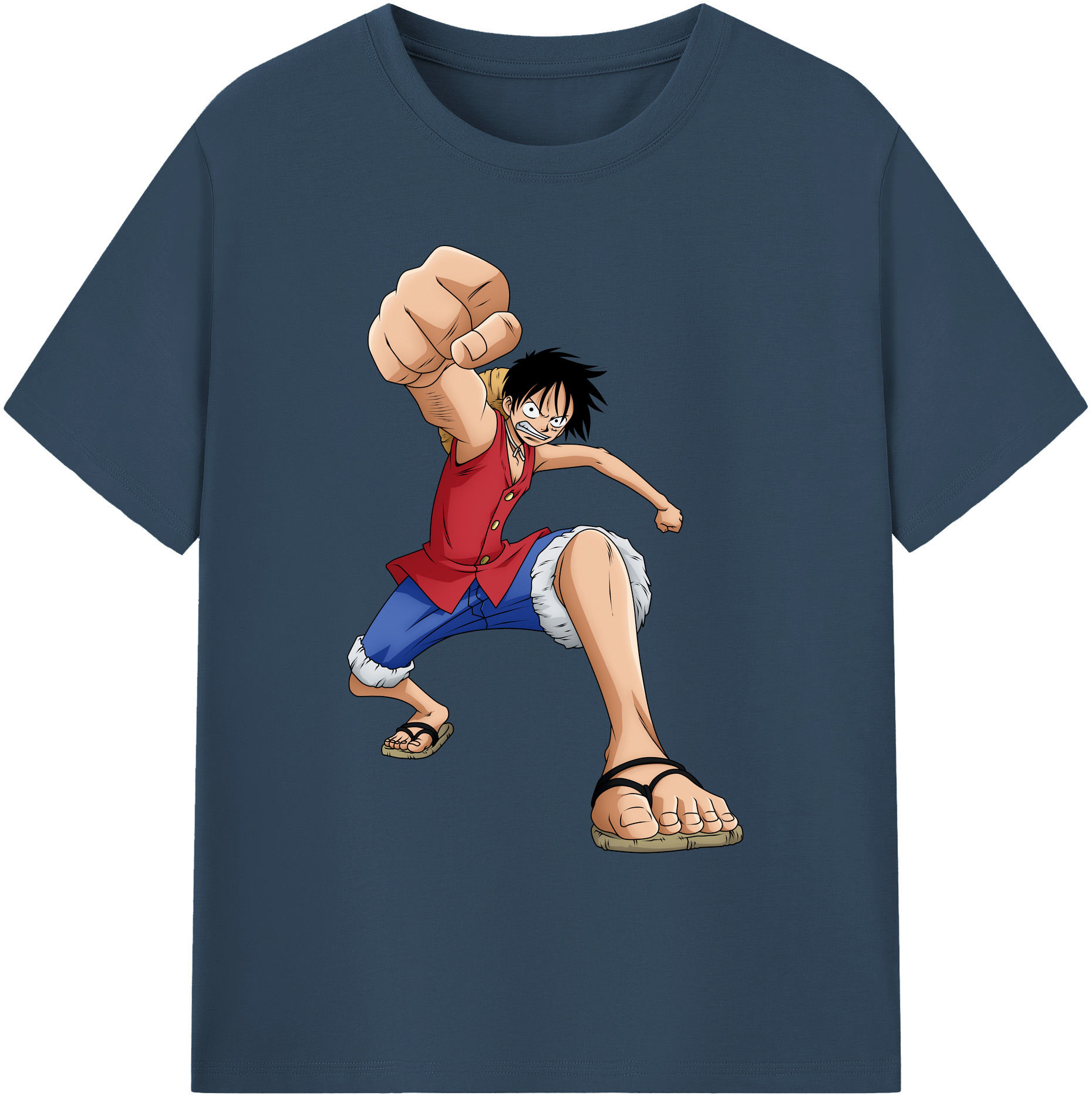 ワンピース モンキー・D・ルフィ ONE PIECE Monkey D. Luffy 綿100％ メンズ半袖Tシャツ｜肌触りやわらか＆通気性