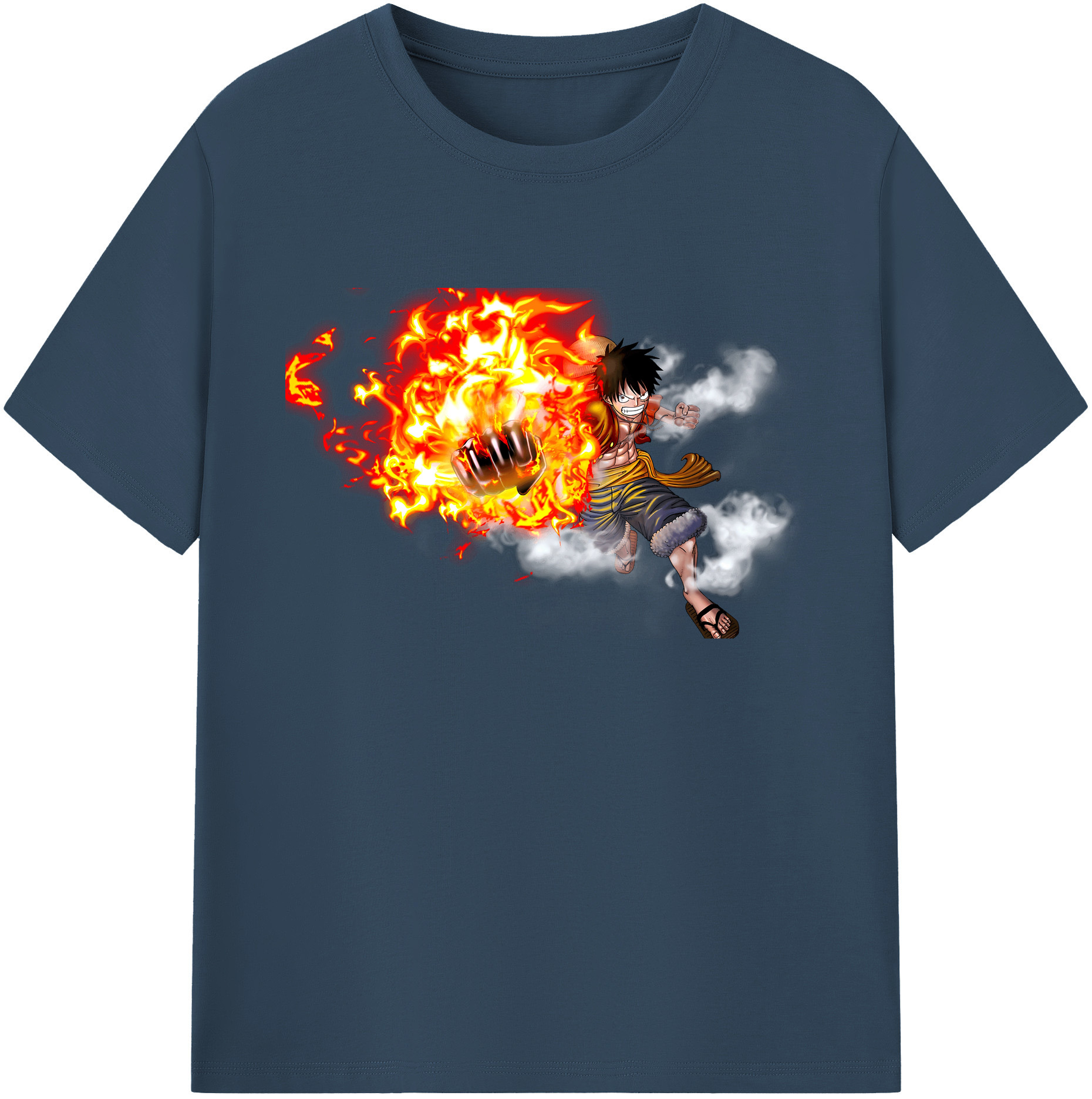 ワンピース モンキー・D・ルフィ ONE PIECE Monkey D. Luffy 綿100％ メンズ半袖Tシャツ｜肌触りやわらか＆通気性