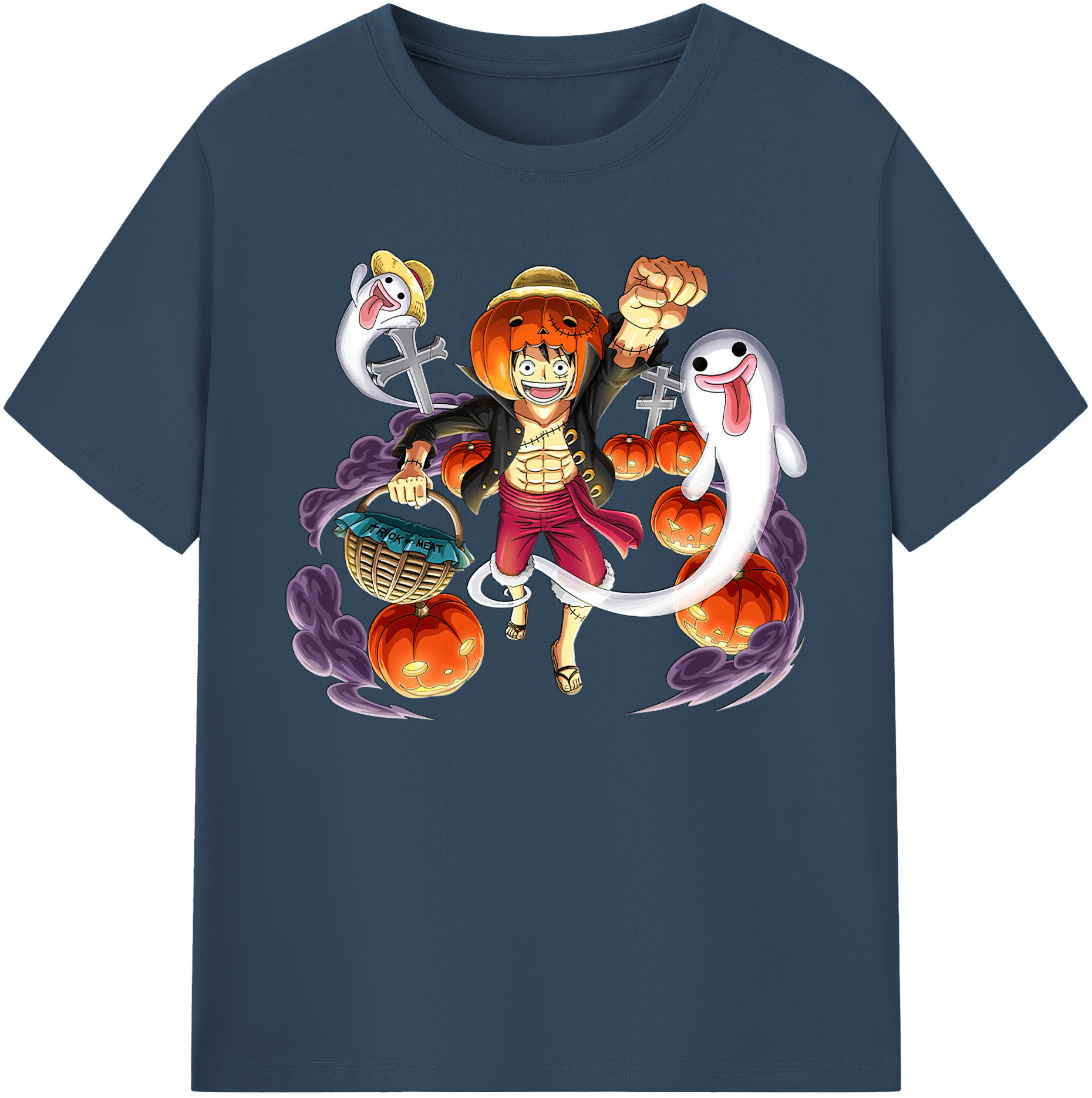 ワンピース モンキー・D・ルフィ ONE PIECE Monkey D. Luffy 綿100％ メンズ半袖Tシャツ｜肌触りやわらか＆通気性