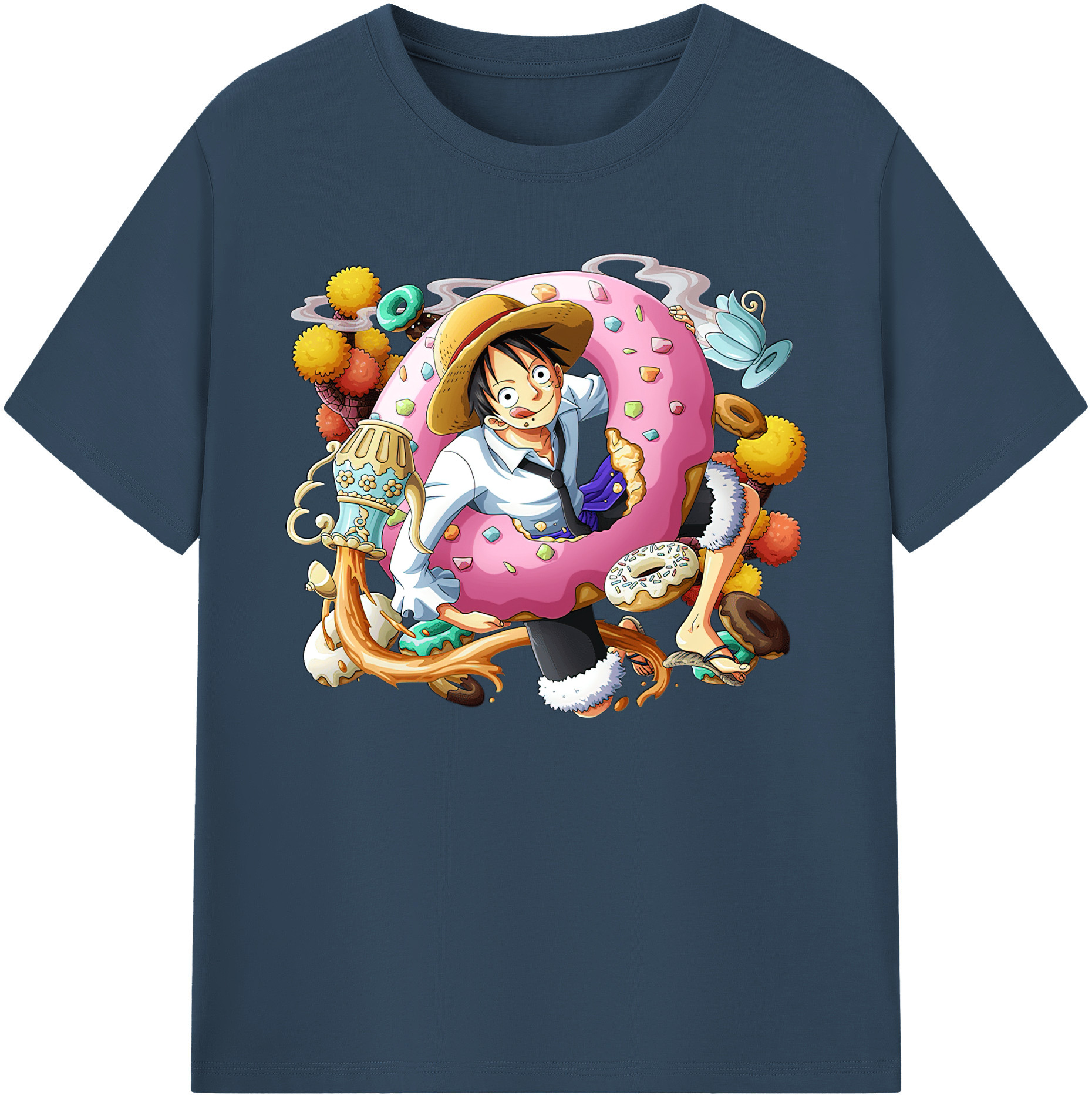 ワンピース モンキー・D・ルフィ ONE PIECE Monkey D. Luffy 綿100％ メンズ半袖Tシャツ｜肌触りやわらか＆通気性