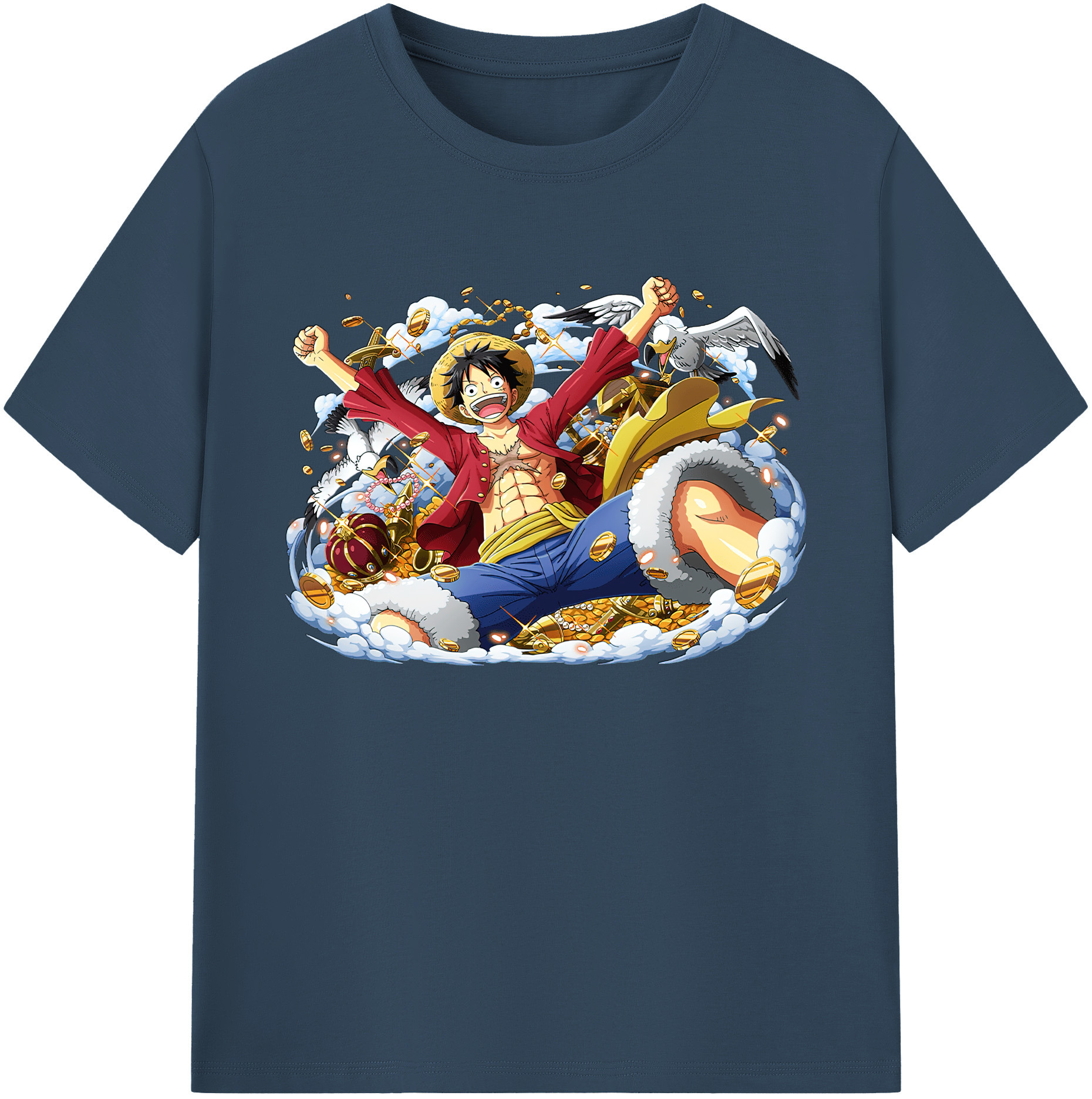 ワンピース モンキー・D・ルフィ ONE PIECE Monkey D. Luffy 綿100％ メンズ半袖Tシャツ｜肌触りやわらか＆通気性