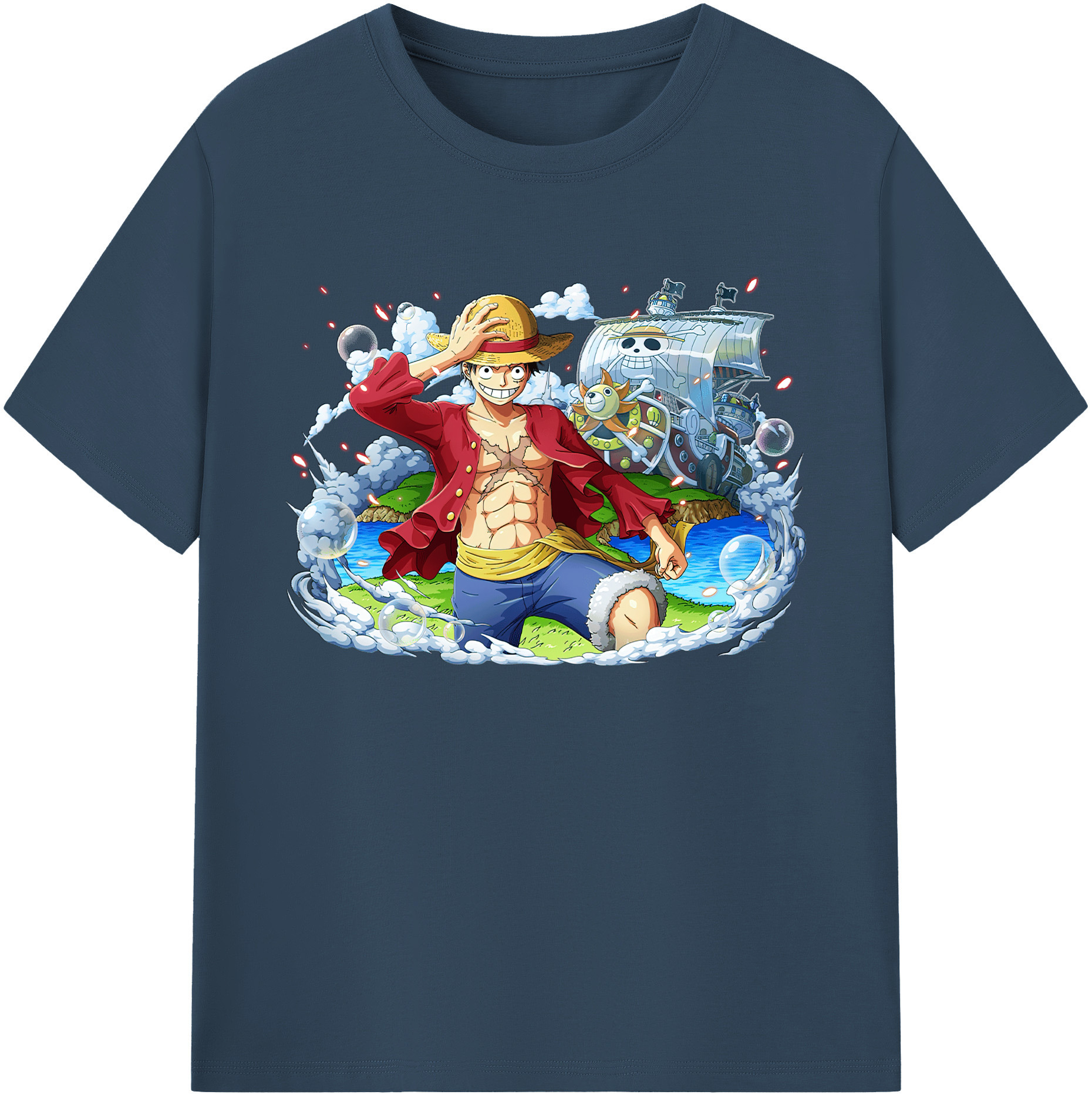 ワンピース モンキー・D・ルフィ ONE PIECE Monkey D. Luffy 綿100％ メンズ半袖Tシャツ｜肌触りやわらか＆通気性