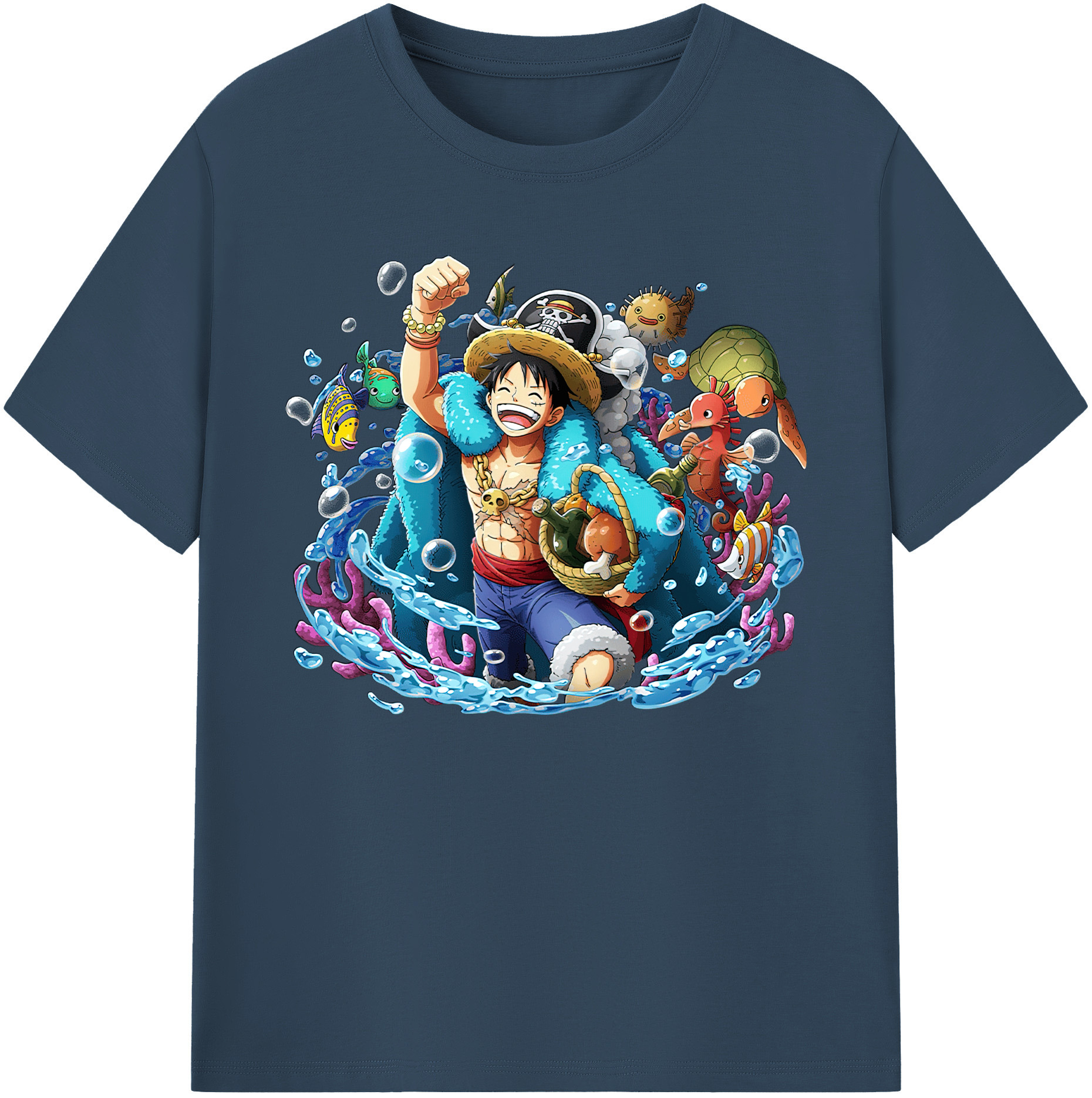ワンピース モンキー・D・ルフィ ONE PIECE Monkey D. Luffy 綿100％ メンズ半袖Tシャツ｜肌触りやわらか＆通気性