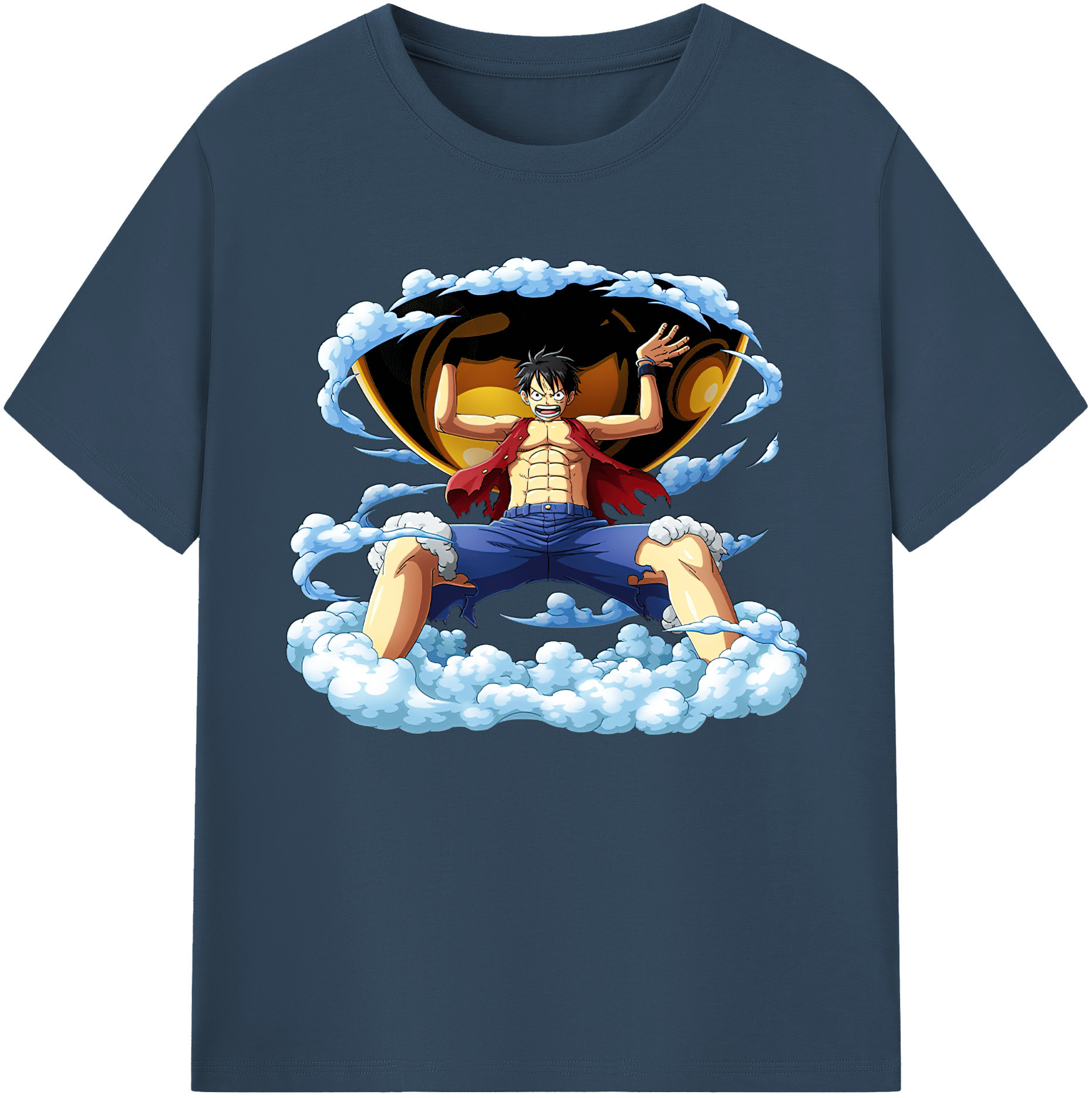 ワンピース モンキー・D・ルフィ ONE PIECE Monkey D. Luffy 綿100％ メンズ半袖Tシャツ｜肌触りやわらか＆通気性