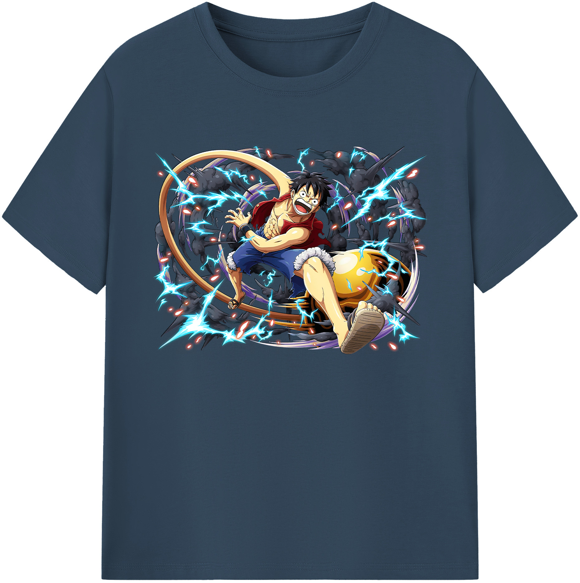 ワンピース モンキー・D・ルフィ ONE PIECE Monkey D. Luffy 綿100％ メンズ半袖Tシャツ｜肌触りやわらか＆通気性