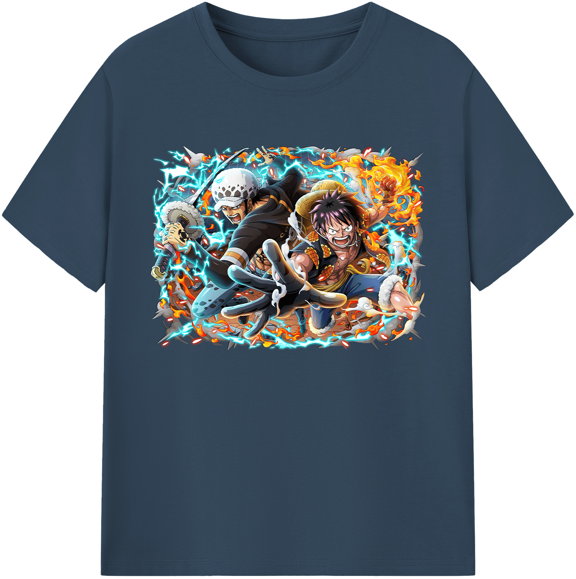 ワンピース モンキー・D・ルフィ ONE PIECE Monkey D. Luffy 綿100％ メンズ半袖Tシャツ｜肌触りやわらか＆通気性