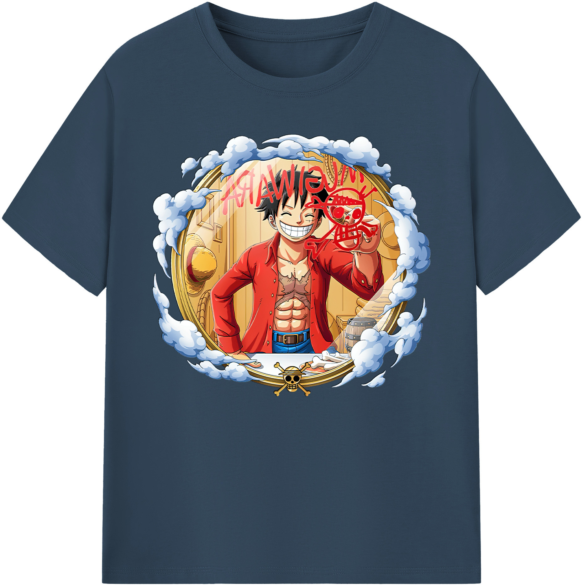 ワンピース モンキー・D・ルフィ ONE PIECE Monkey D. Luffy 綿100％ メンズ半袖Tシャツ｜肌触りやわらか＆通気性