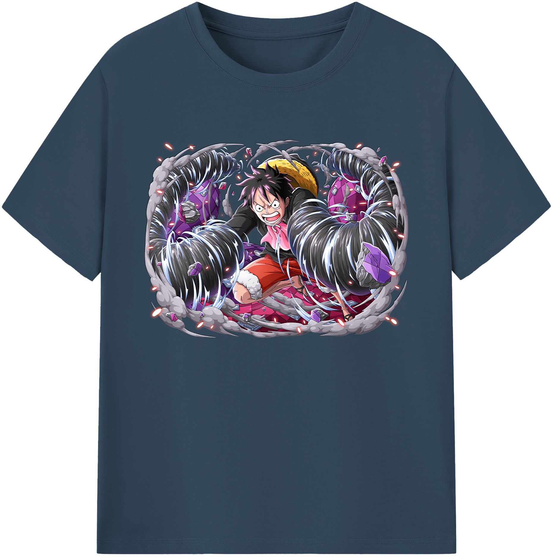 ワンピース モンキー・D・ルフィ ONE PIECE Monkey D. Luffy 綿100％ メンズ半袖Tシャツ｜肌触りやわらか＆通気性