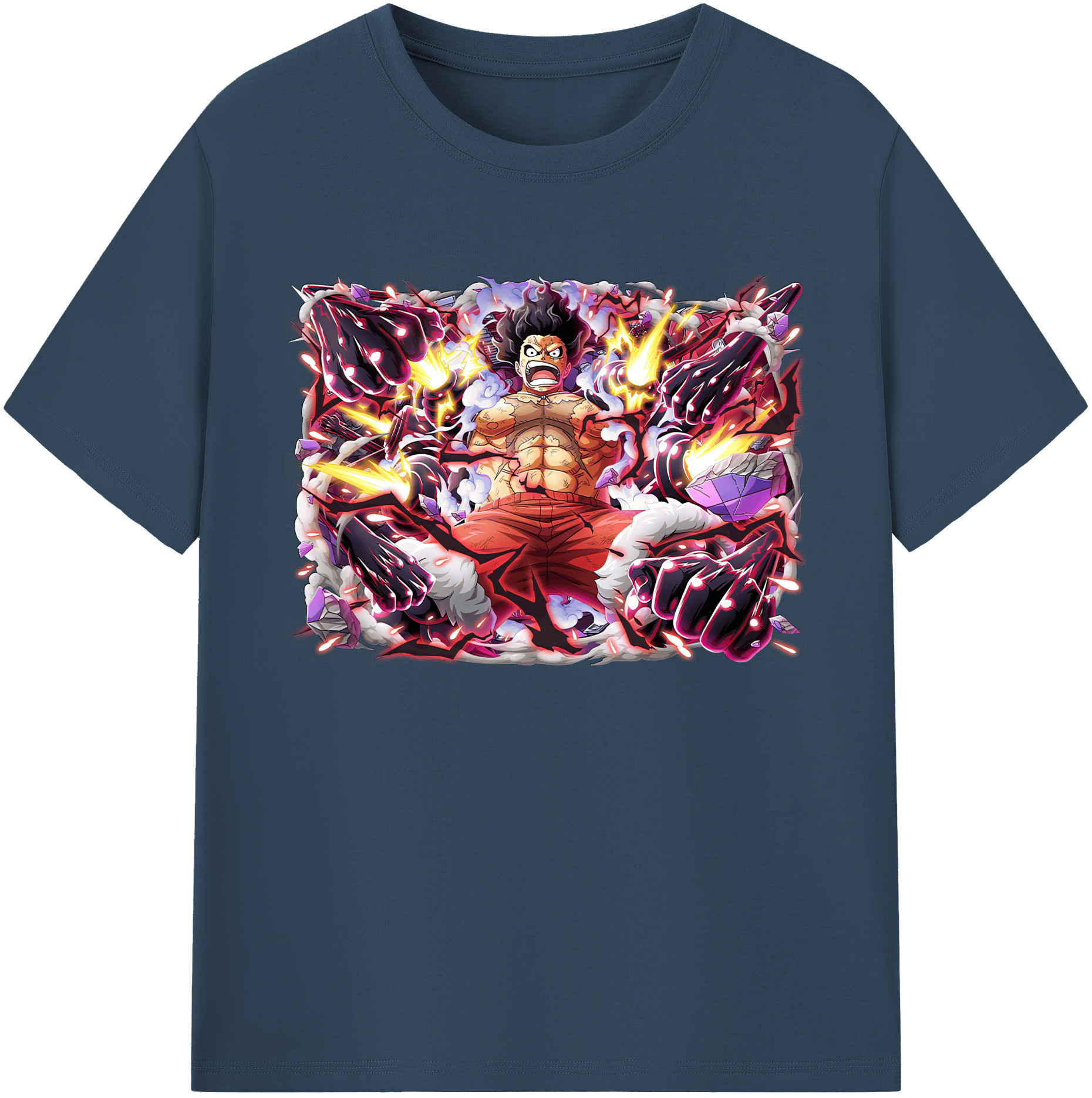 ワンピース モンキー・D・ルフィ ONE PIECE Monkey D. Luffy 綿100％ メンズ半袖Tシャツ｜肌触りやわらか＆通気性
