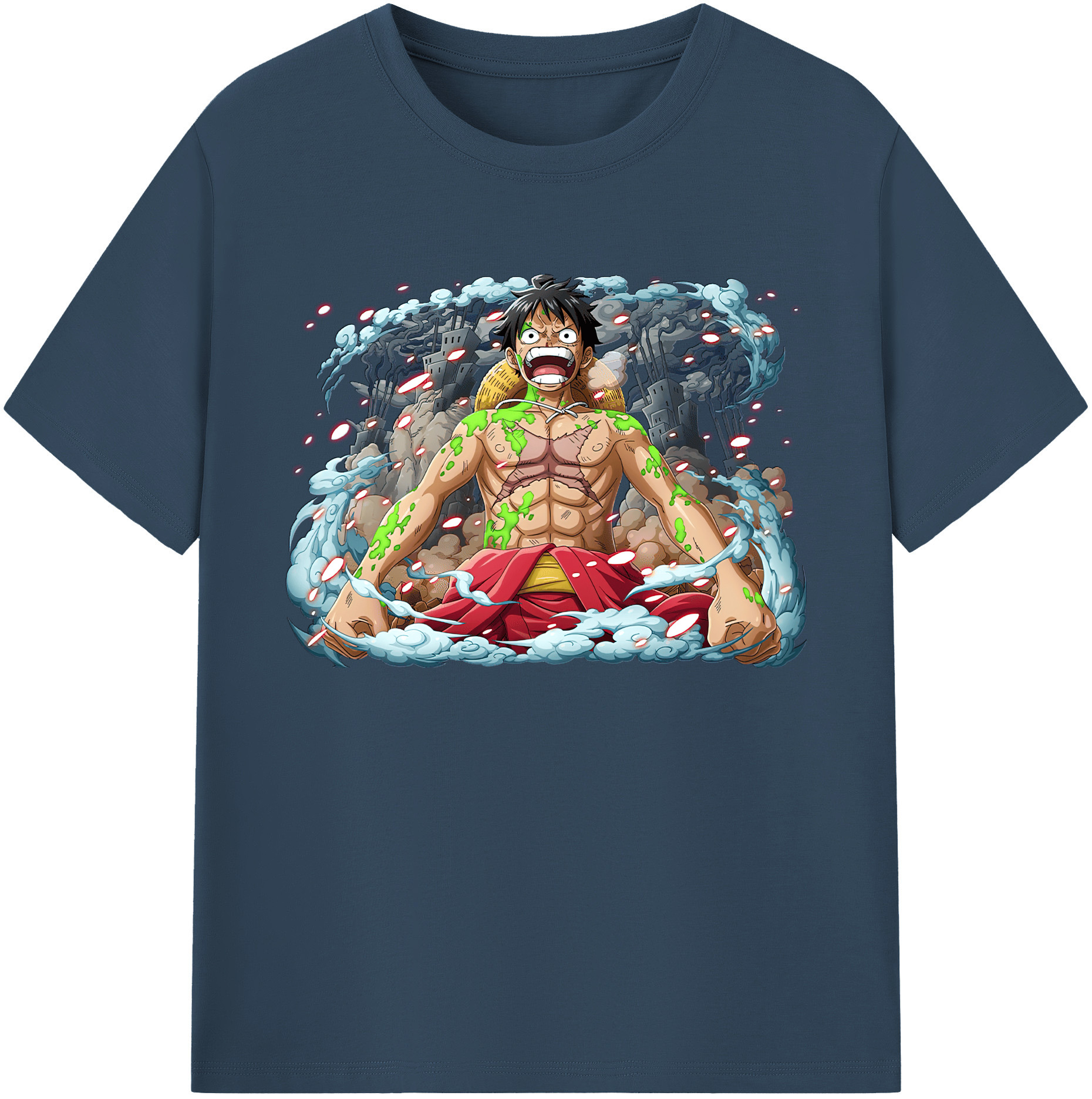ワンピース モンキー・D・ルフィ ONE PIECE Monkey D. Luffy 綿100％ メンズ半袖Tシャツ｜肌触りやわらか＆通気性