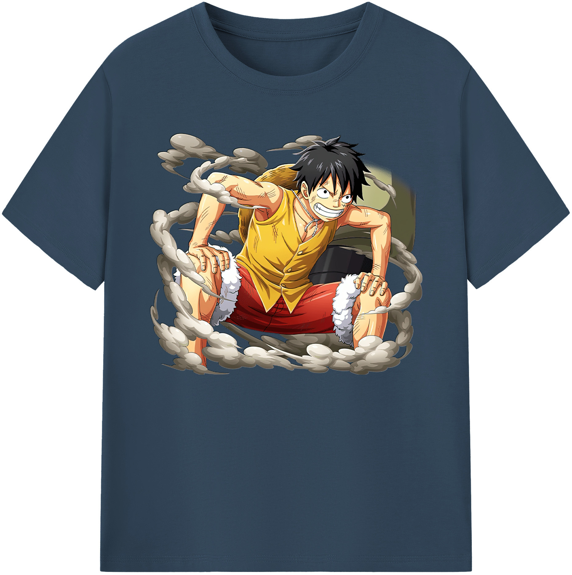 ワンピース モンキー・D・ルフィ ONE PIECE Monkey D. Luffy 綿100％ メンズ半袖Tシャツ｜肌触りやわらか＆通気性