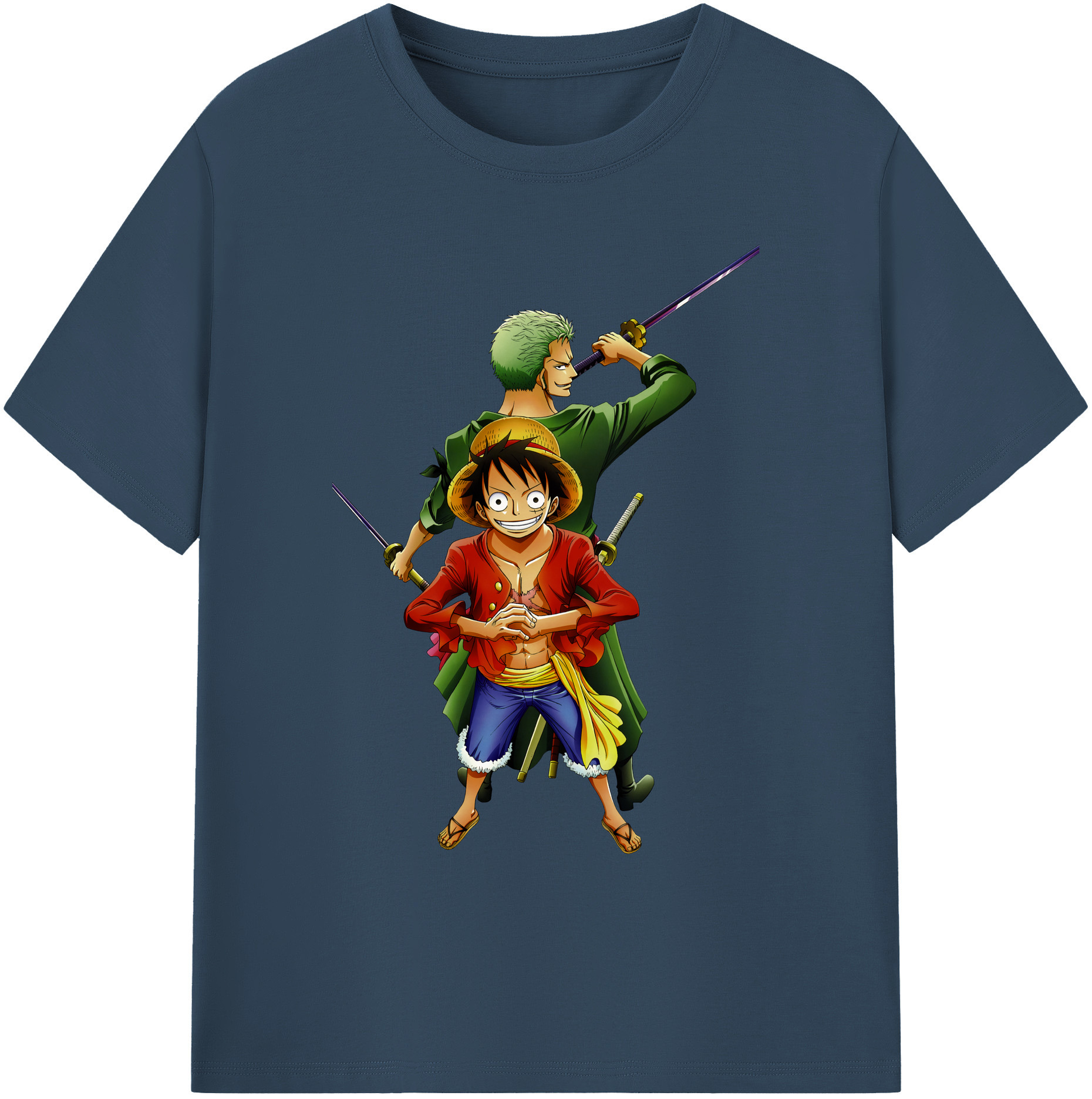 ワンピース モンキー・D・ルフィ ONE PIECE Monkey D. Luffy 綿100％ メンズ半袖Tシャツ｜肌触りやわらか＆通気性