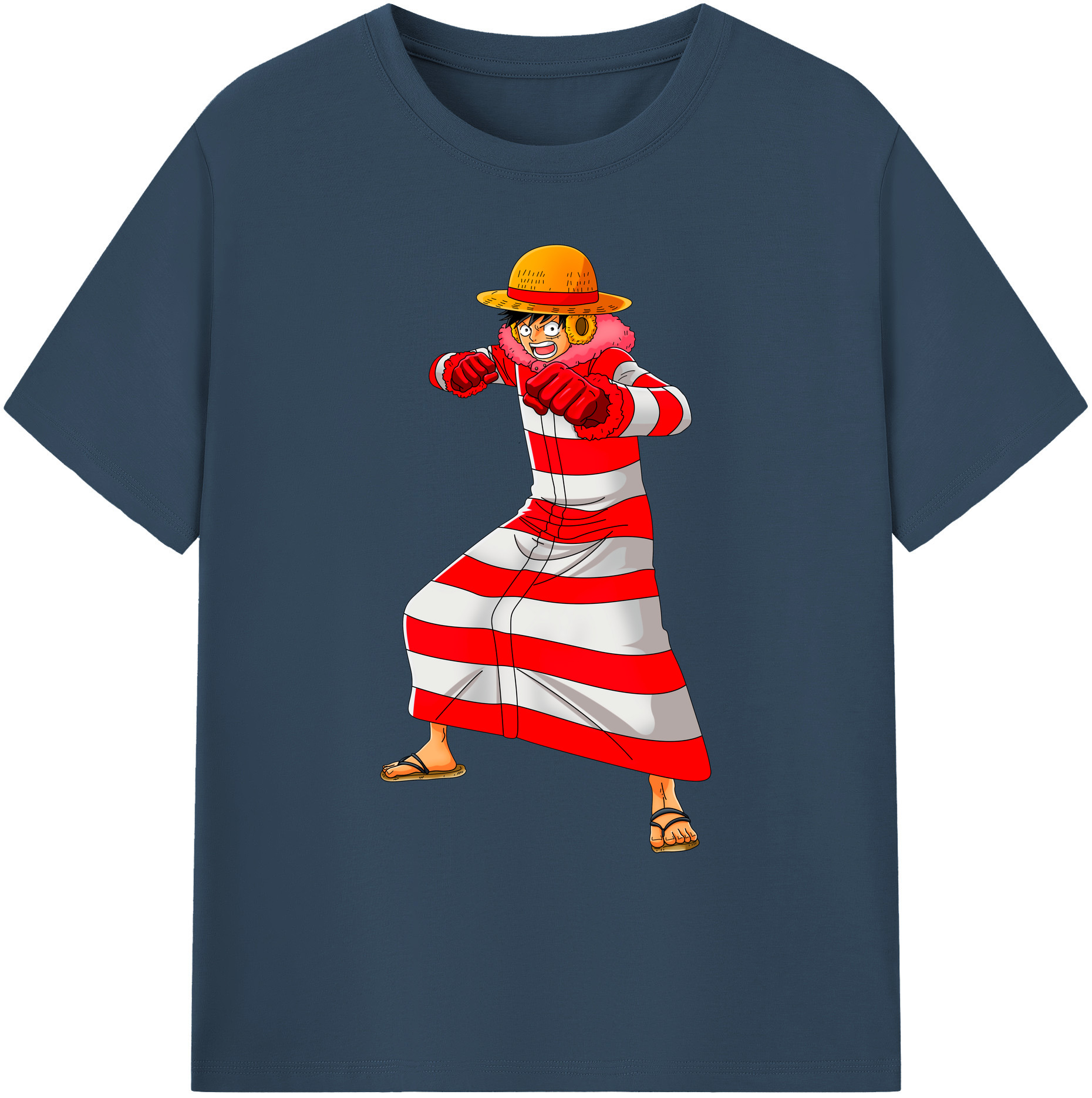 ワンピース モンキー・D・ルフィ ONE PIECE Monkey D. Luffy 綿100％ メンズ半袖Tシャツ｜肌触りやわらか＆通気性