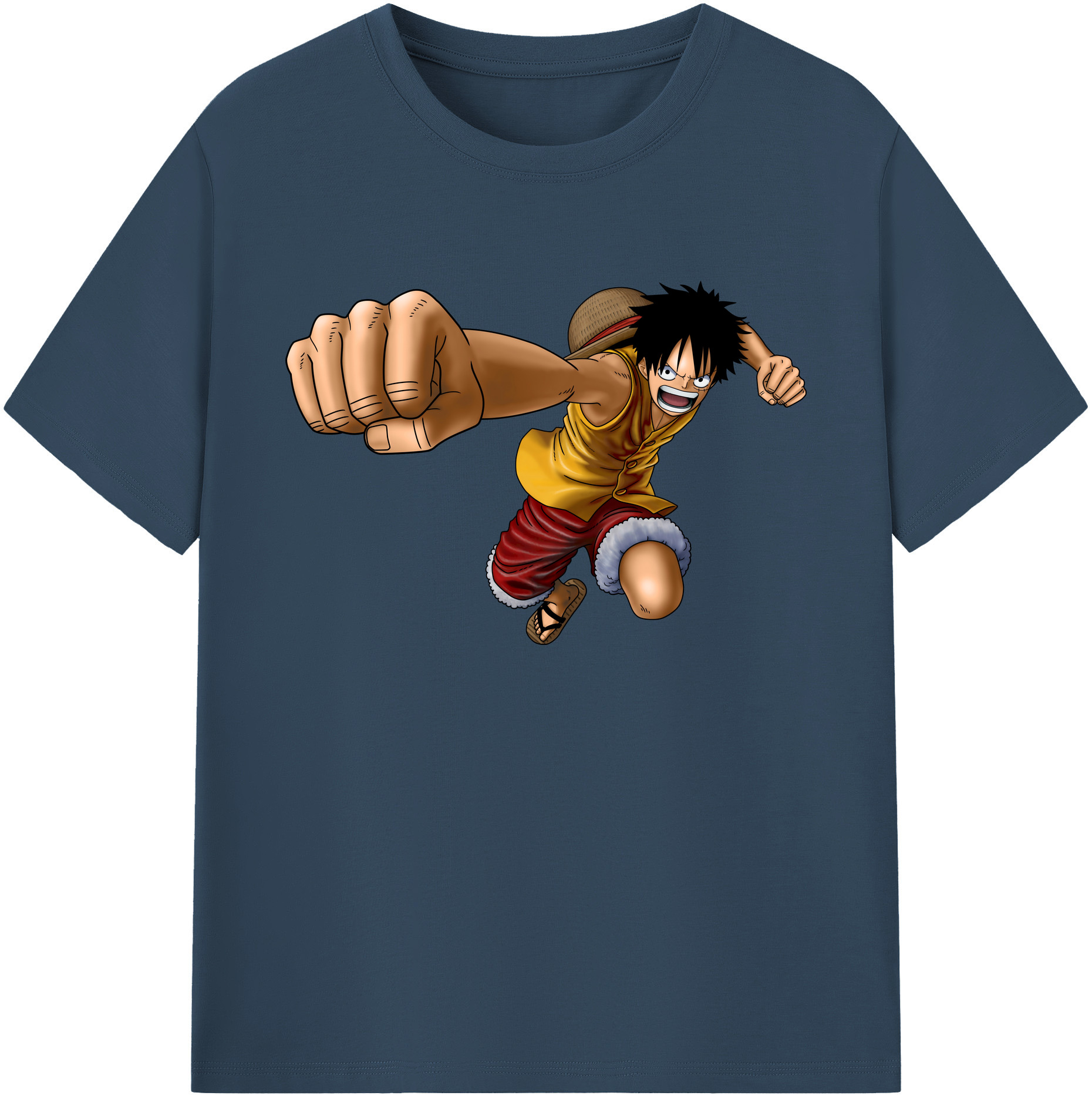 ワンピース モンキー・D・ルフィ ONE PIECE Monkey D. Luffy 綿100％ メンズ半袖Tシャツ｜肌触りやわらか＆通気性