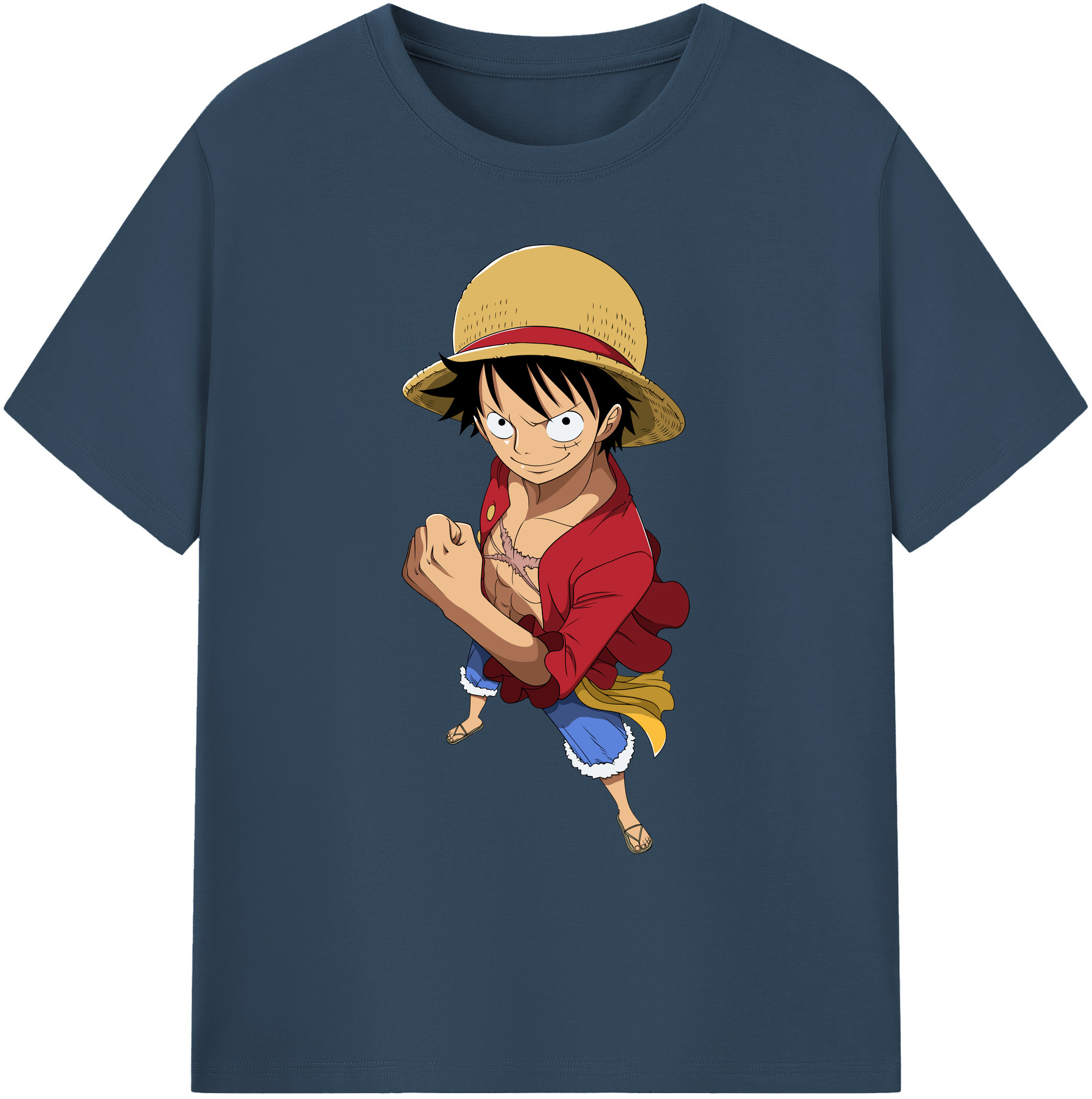 ワンピース モンキー・D・ルフィ ONE PIECE Monkey D. Luffy 綿100％ メンズ半袖Tシャツ｜肌触りやわらか＆通気性