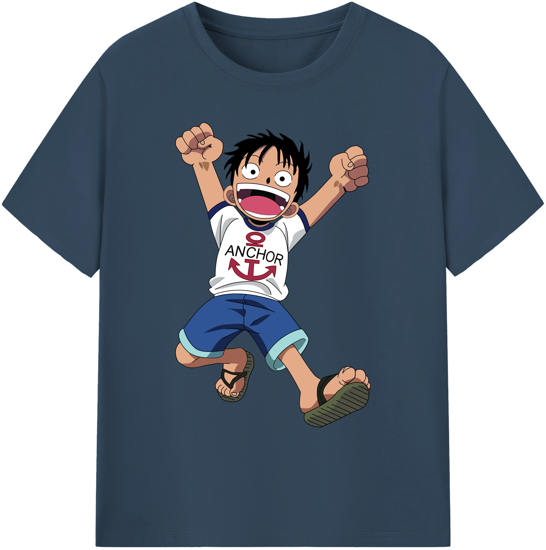 ワンピース モンキー・D・ルフィ ONE PIECE Monkey D. Luffy 綿100％ メンズ半袖Tシャツ｜肌触りやわらか＆通気性