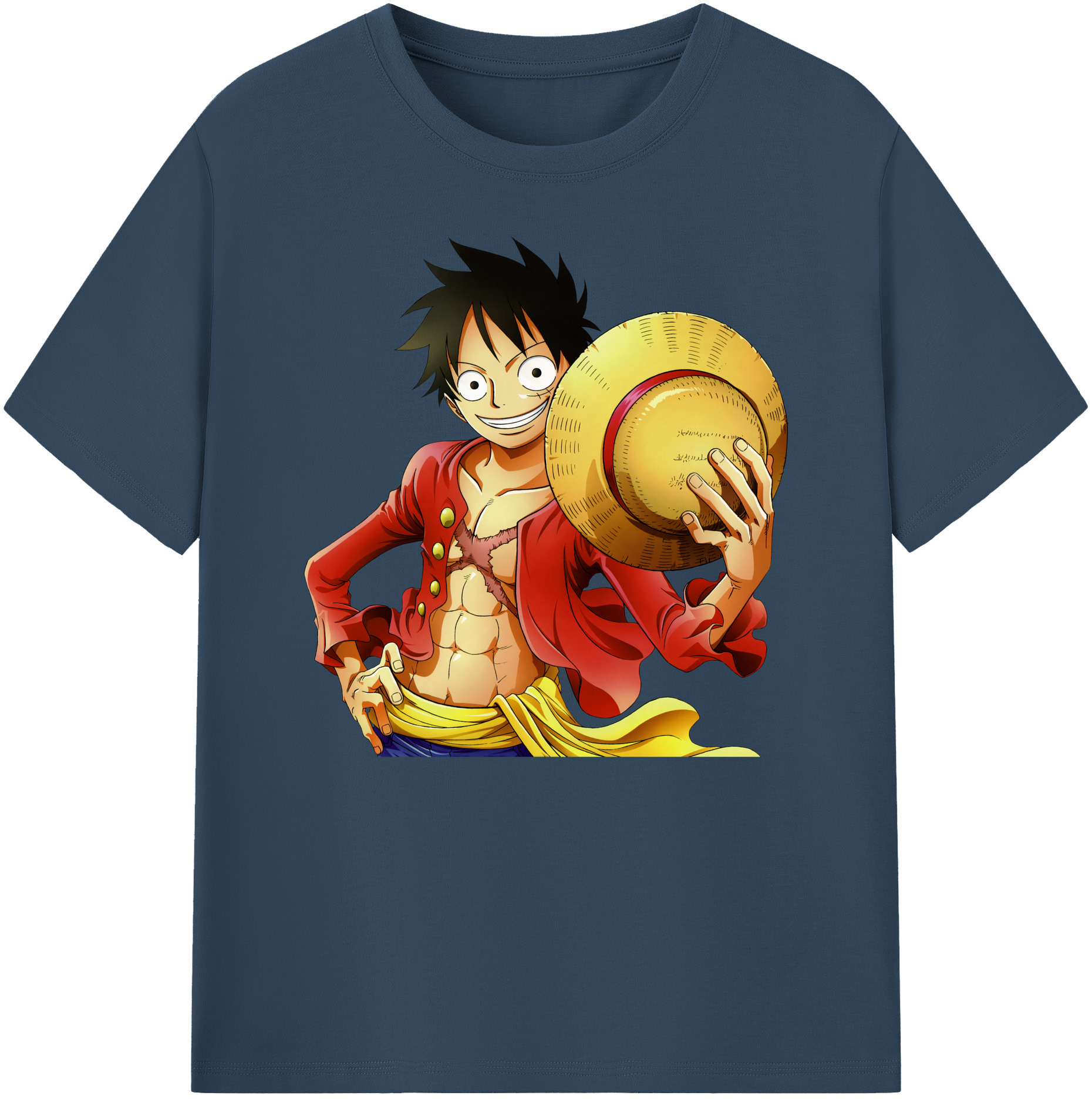 ワンピース モンキー・D・ルフィ ONE PIECE Monkey D. Luffy 綿100％ メンズ半袖Tシャツ｜肌触りやわらか＆通気性