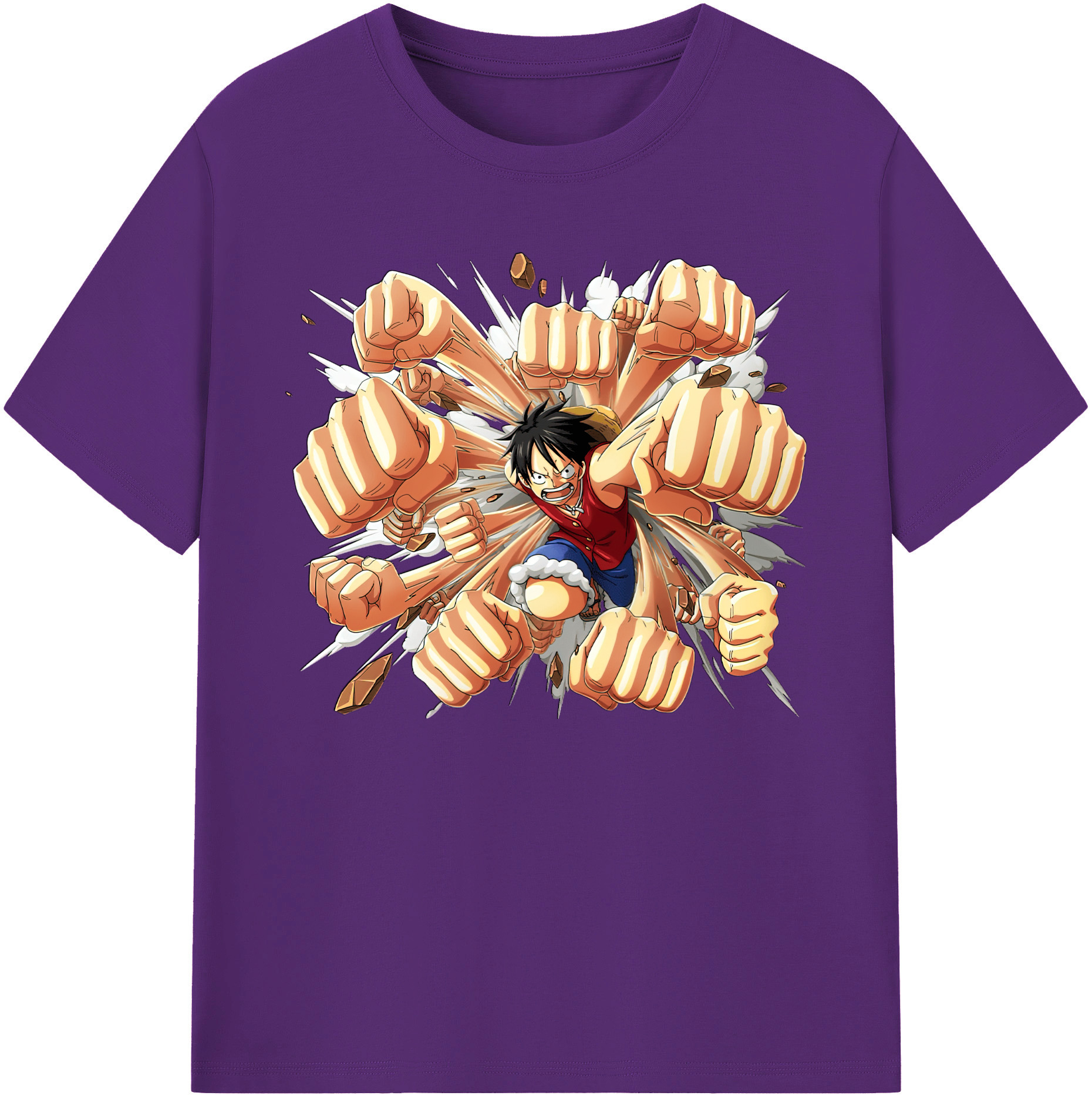 ワンピース モンキー・D・ルフィ ONE PIECE Monkey D. Luffy 綿100％ メンズ半袖Tシャツ｜肌触りやわらか＆通気性