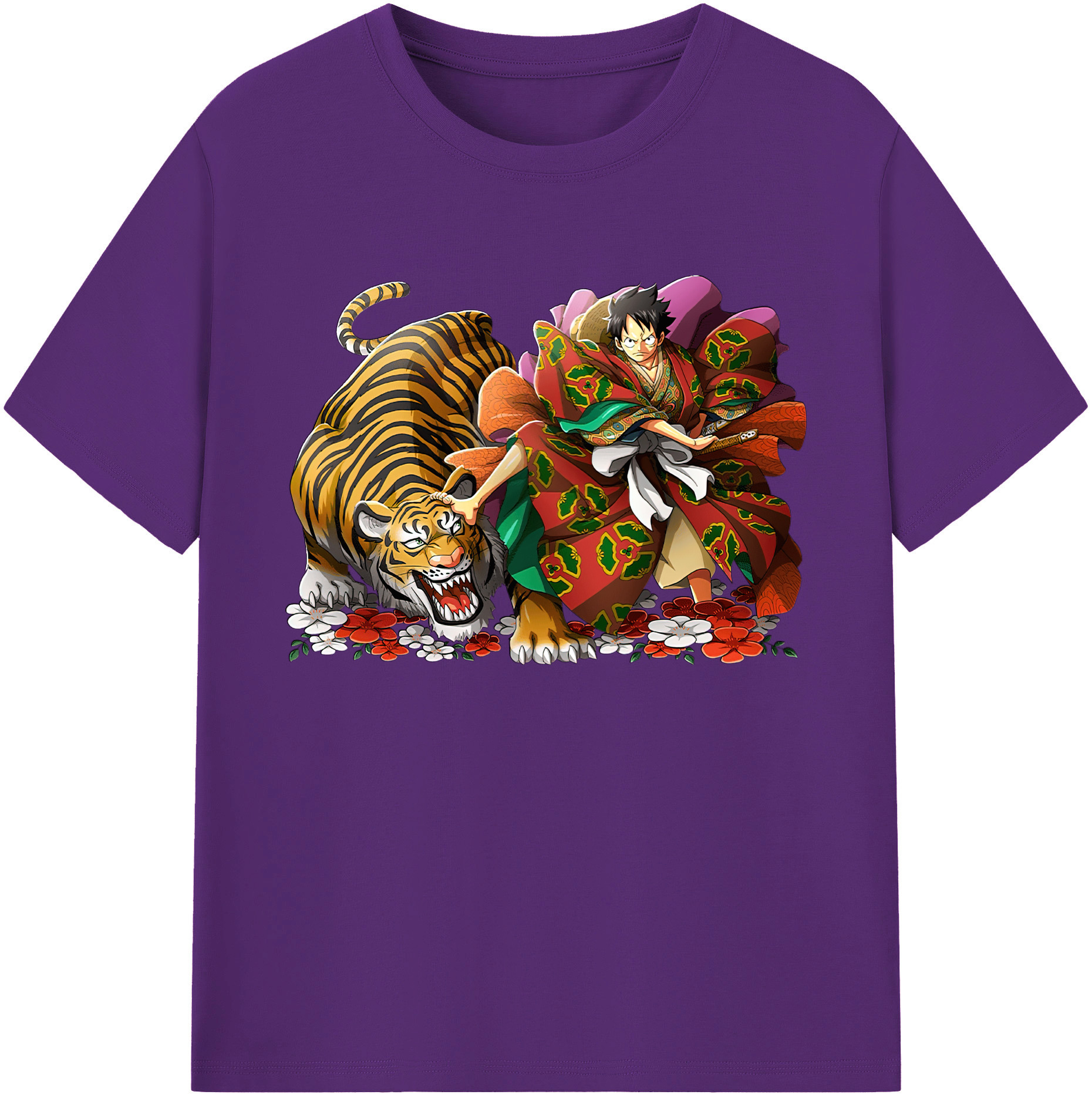 ワンピース モンキー・D・ルフィ ONE PIECE Monkey D. Luffy 綿100％ メンズ半袖Tシャツ｜肌触りやわらか＆通気性
