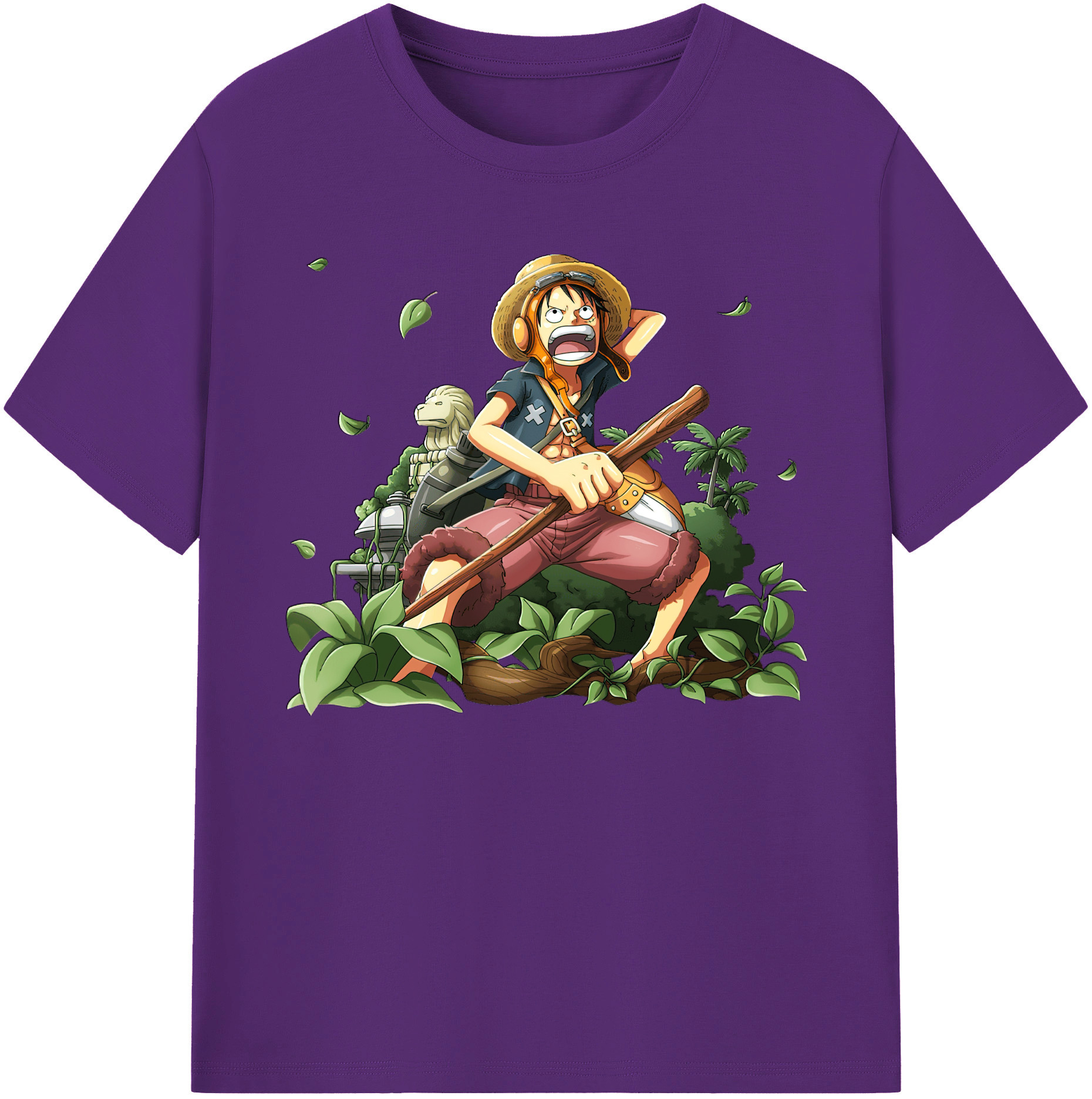 ワンピース モンキー・D・ルフィ ONE PIECE Monkey D. Luffy 綿100％ メンズ半袖Tシャツ｜肌触りやわらか＆通気性