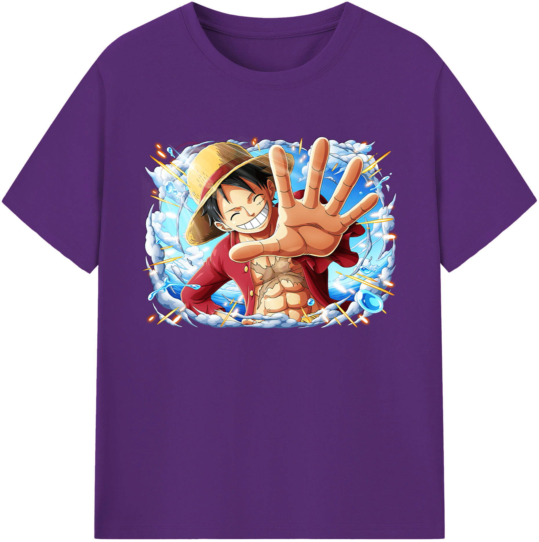 ワンピース モンキー・D・ルフィ ONE PIECE Monkey D. Luffy 綿100％ メンズ半袖Tシャツ｜肌触りやわらか＆通気性