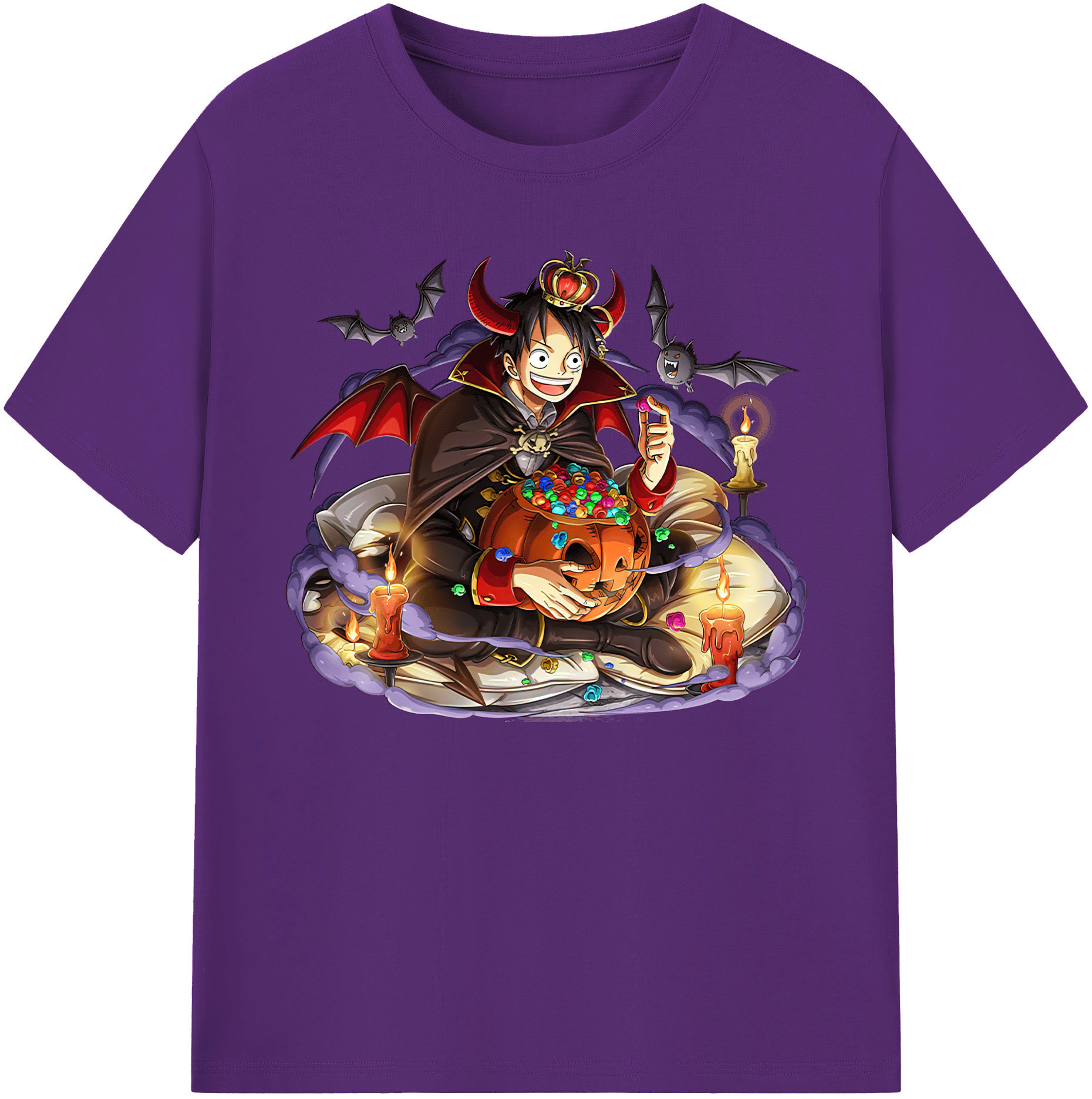 （画像用） ワンピース モンキー・D・ルフィ ONE PIECE Monkey D. Luffy 綿100％ メンズ半袖Tシャツ｜肌触りやわらか＆通気性